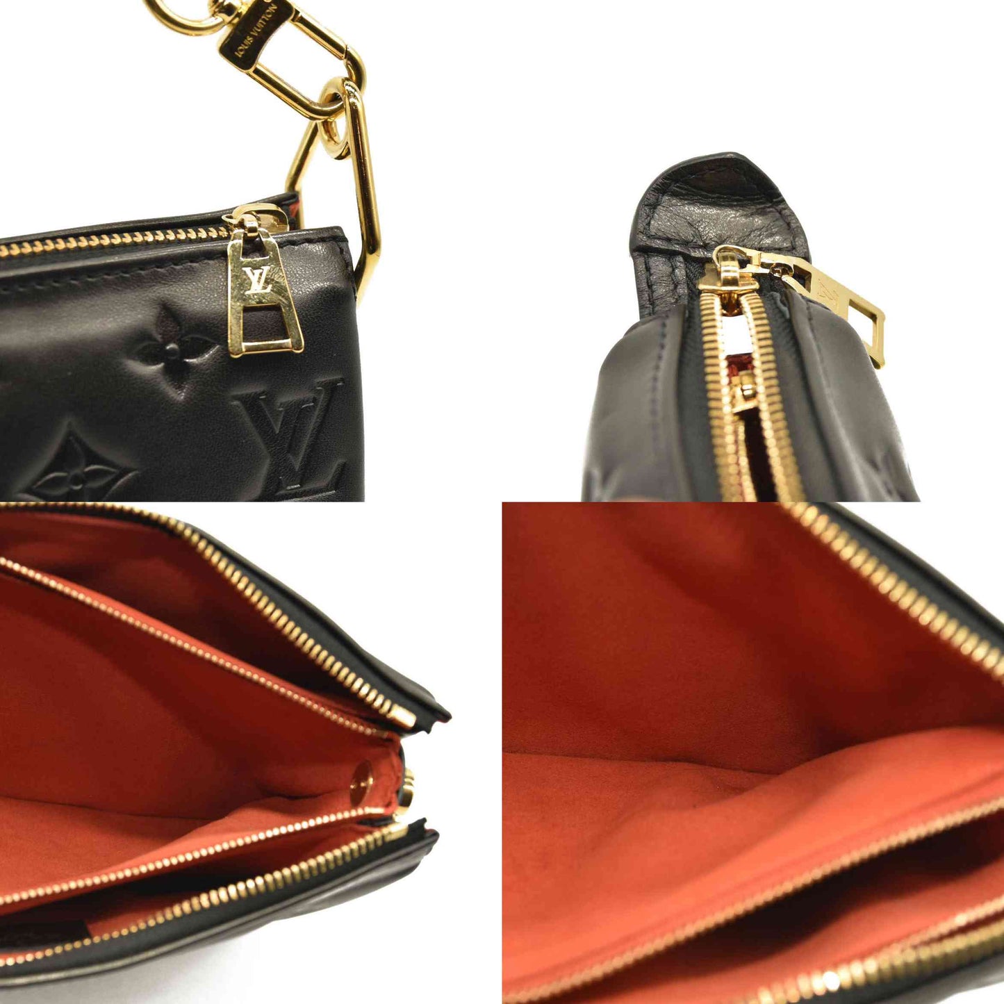 LOUIS VUITTON Lambskin Embossed Monogram Coussin BB Black