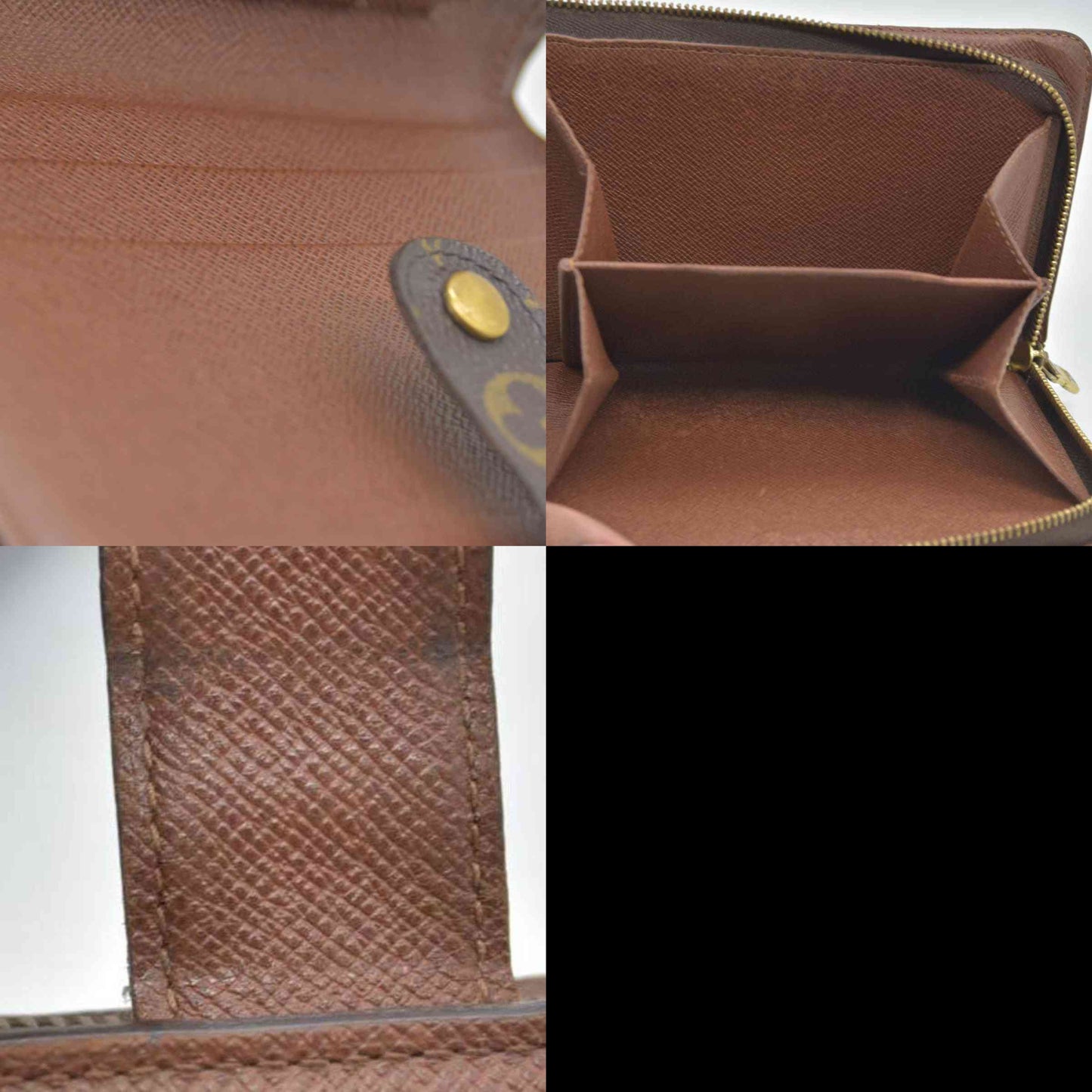 $750 Louis Vuitton Monogram Porte Papier Zippe Bifold Wallet Brown