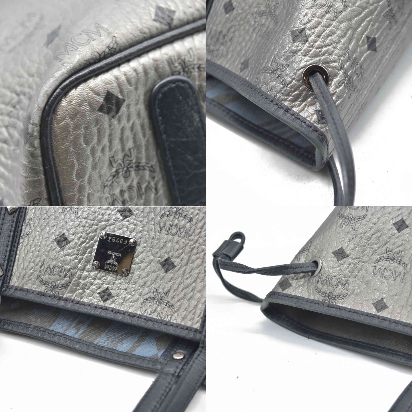 $770 MCM Tote Silver Metallic Liz Reversible Tote