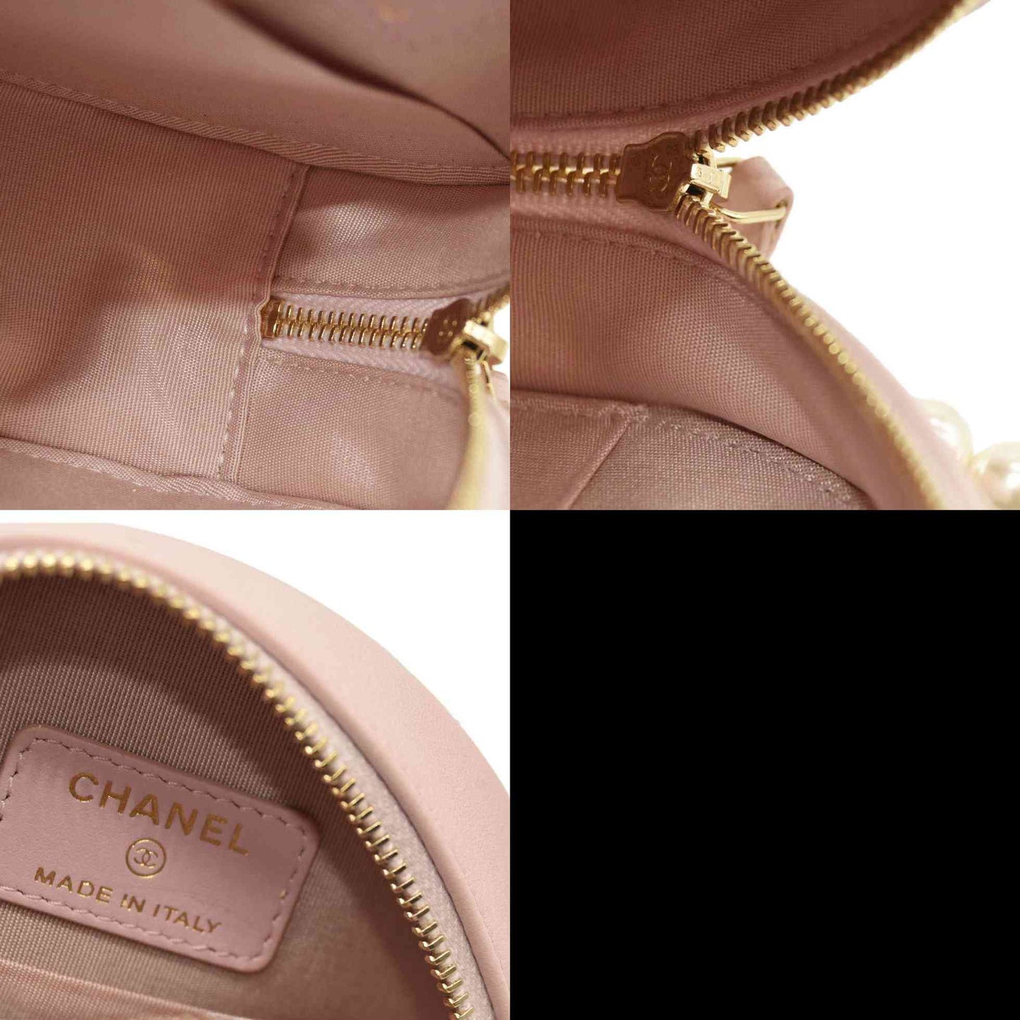 Chanel  Calfskin Quilted Pearl Round Clutch With Chain Light Pink 31*