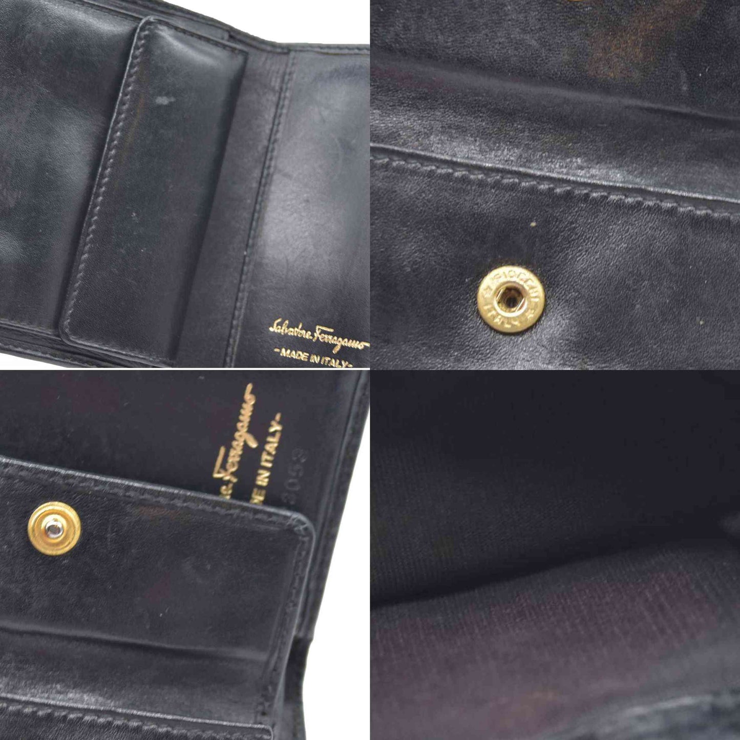 $450 Salvatore Ferragamo Vara Leather Bifold Wallet Black