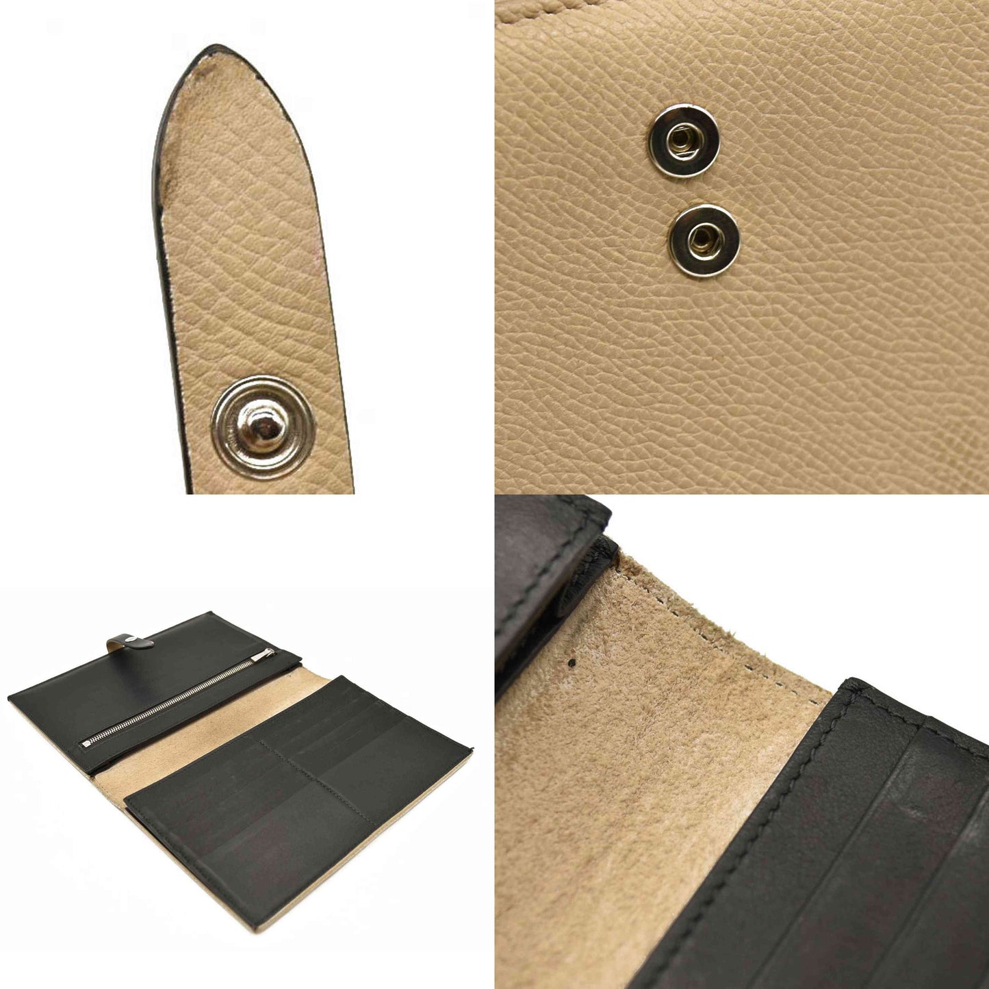 Celine  Grained Calfskin Large Multifunction Strap Wallet Black