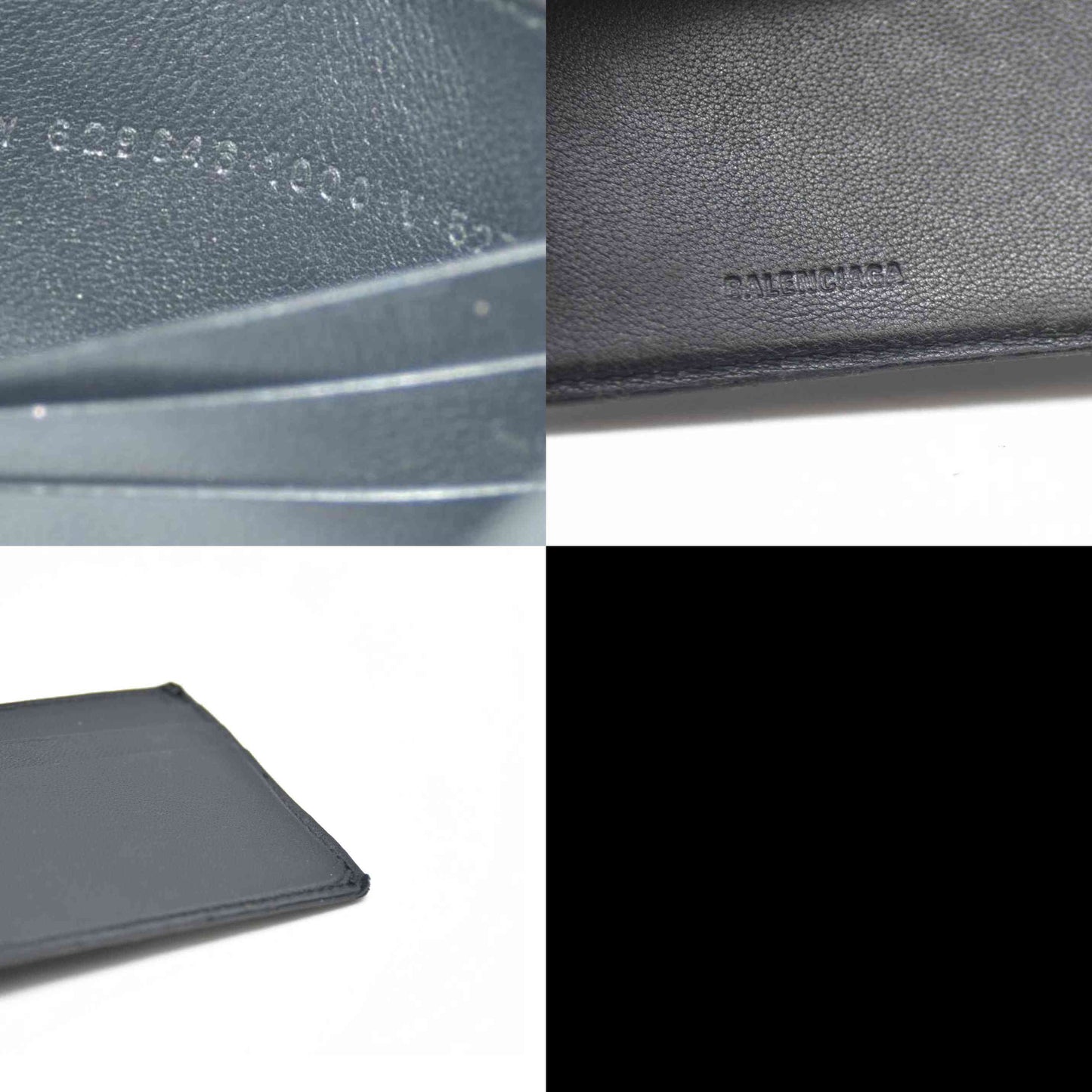 BALENCIAGA $600 B Logo Leather Bifold Wallet Black/7BH0103