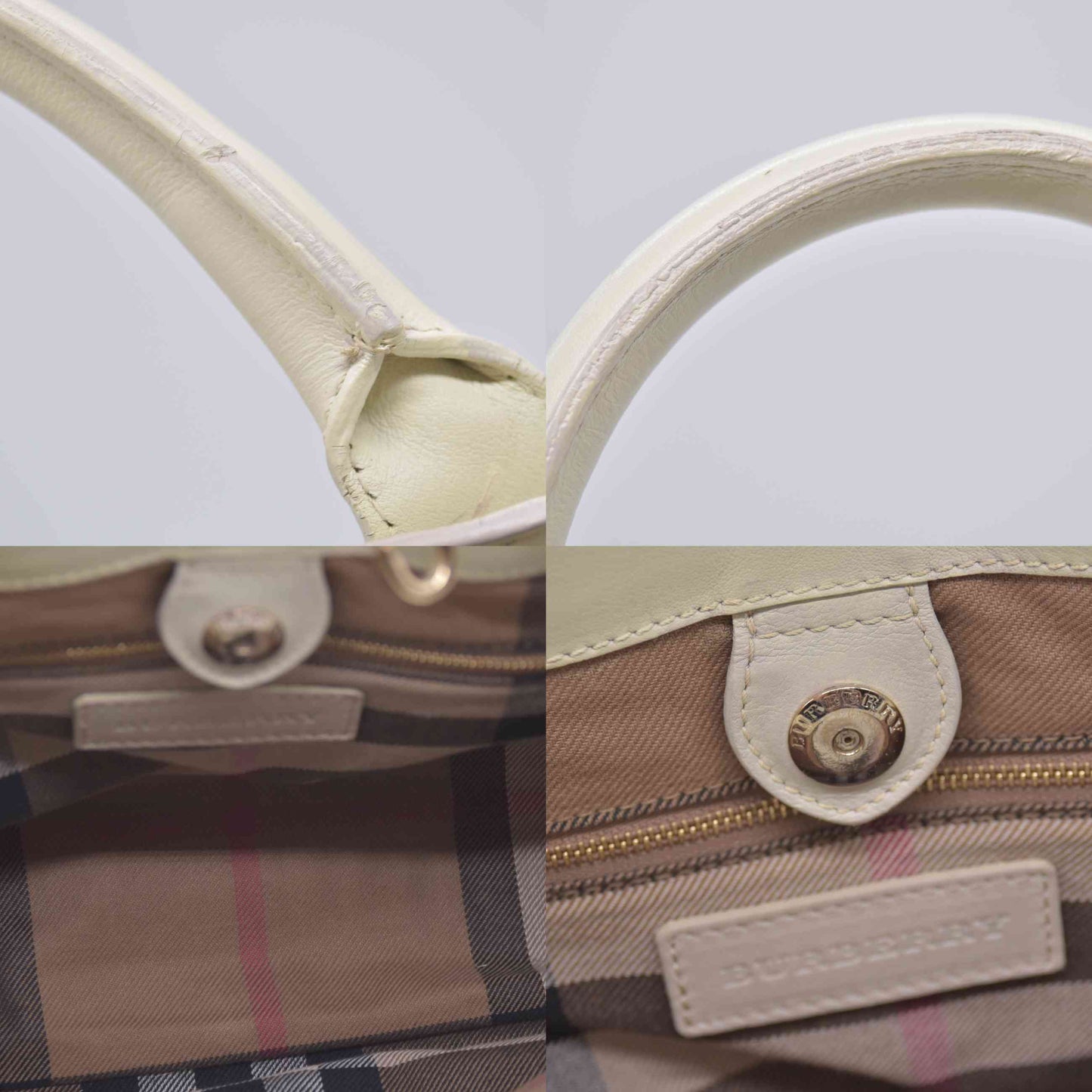 $1795 Burberry Derby Calfskin House Check Medium Banner Tote Green