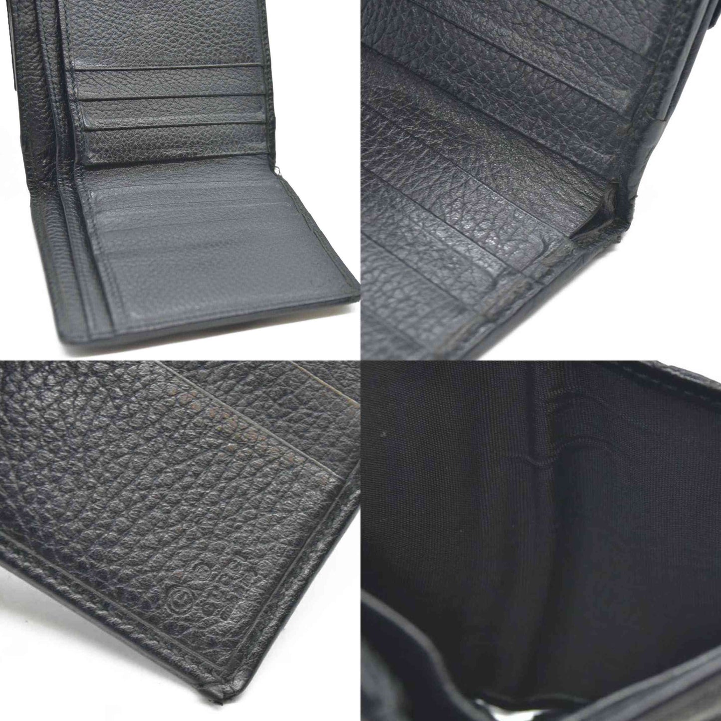 Gucci  Calfskin Denim Monogram French Flap Wallet