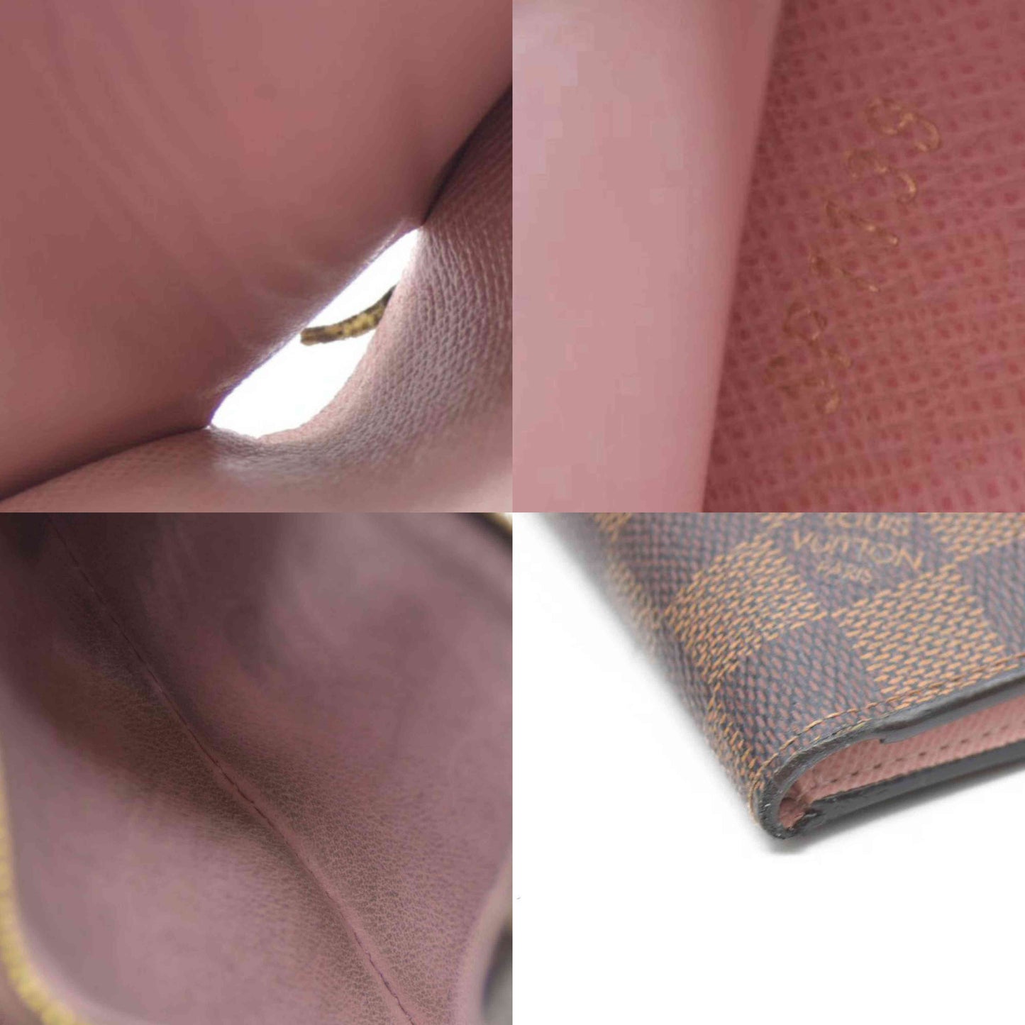 $605 Louis Vuitton Damier Ebene Victorine Wallet Rose Ballerine