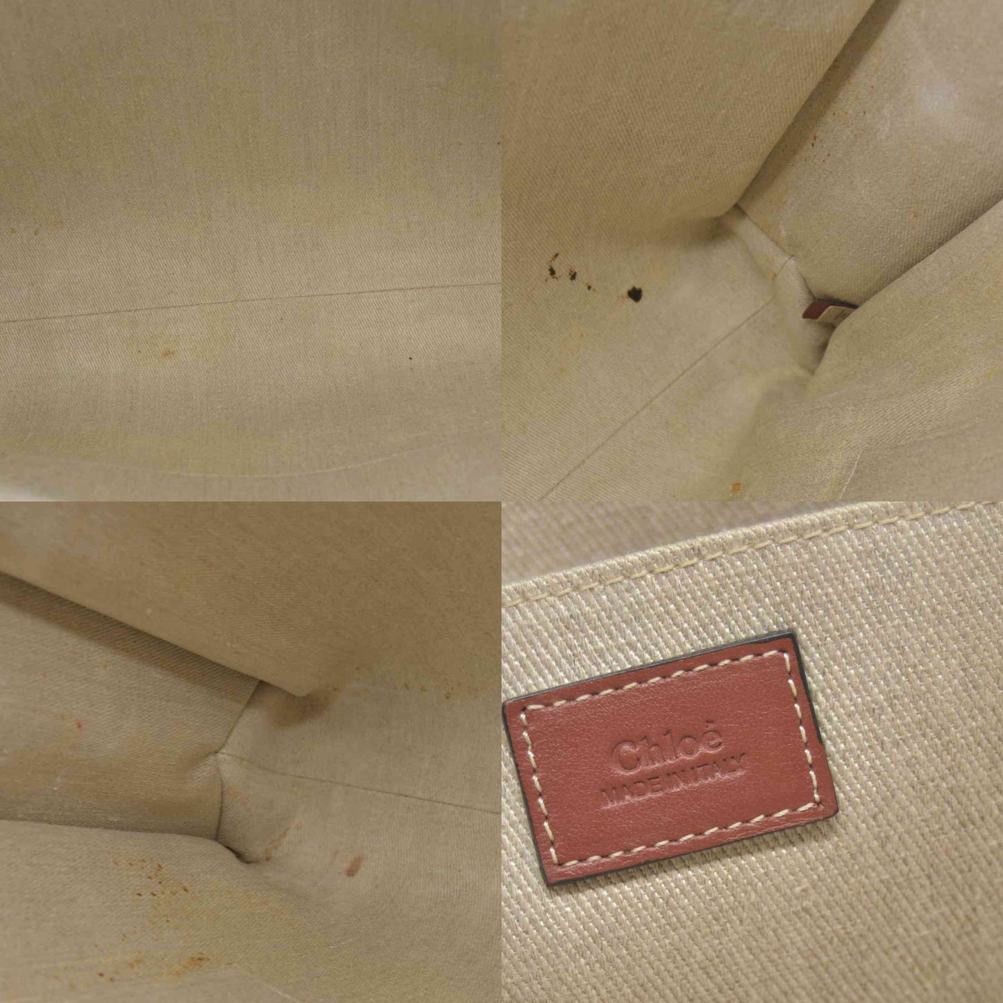 $1650 Chloe Cotton Calfskin Large Woody Ribbon Tote White Brown