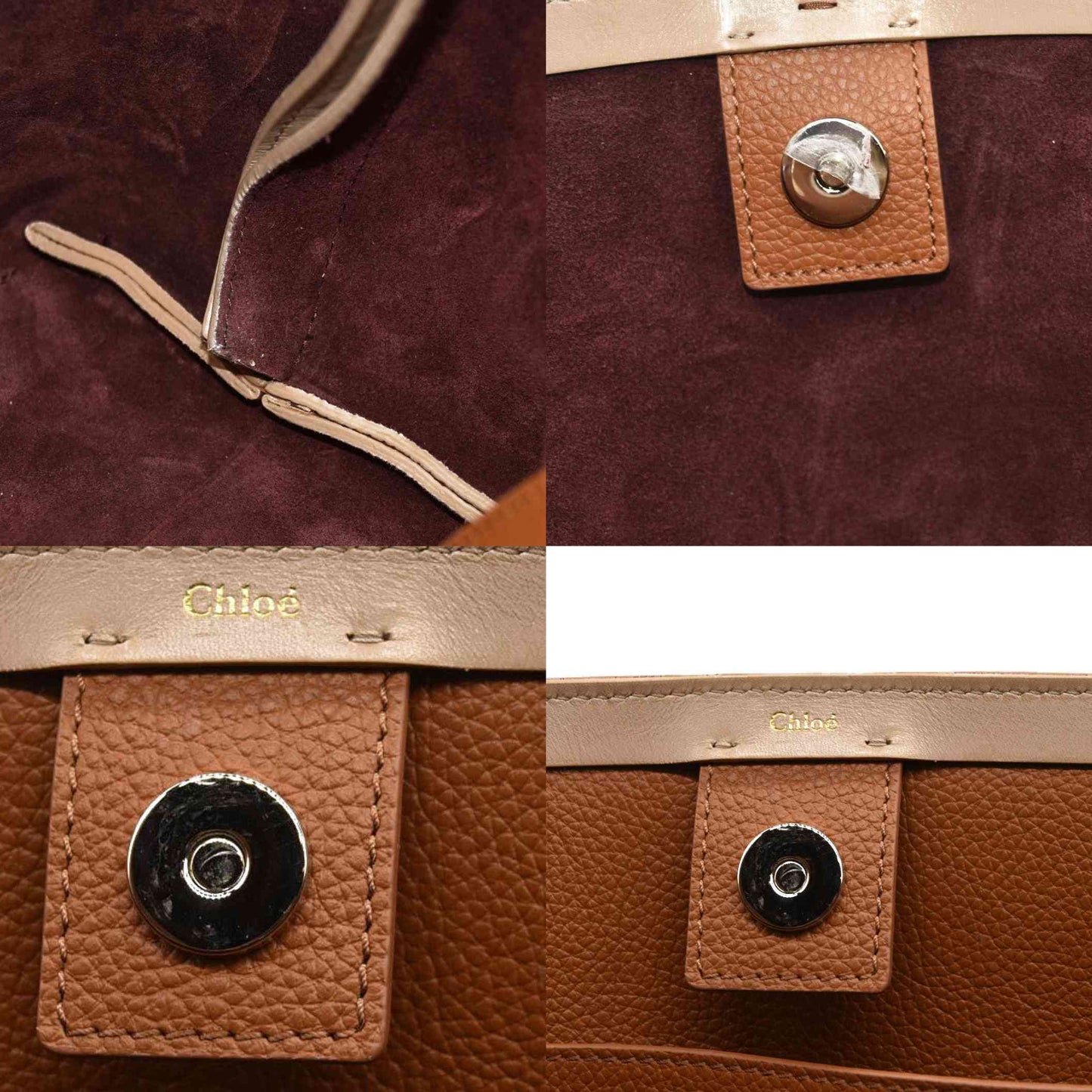 Chloe  Calfskin Medium East West Sense Tote Tan