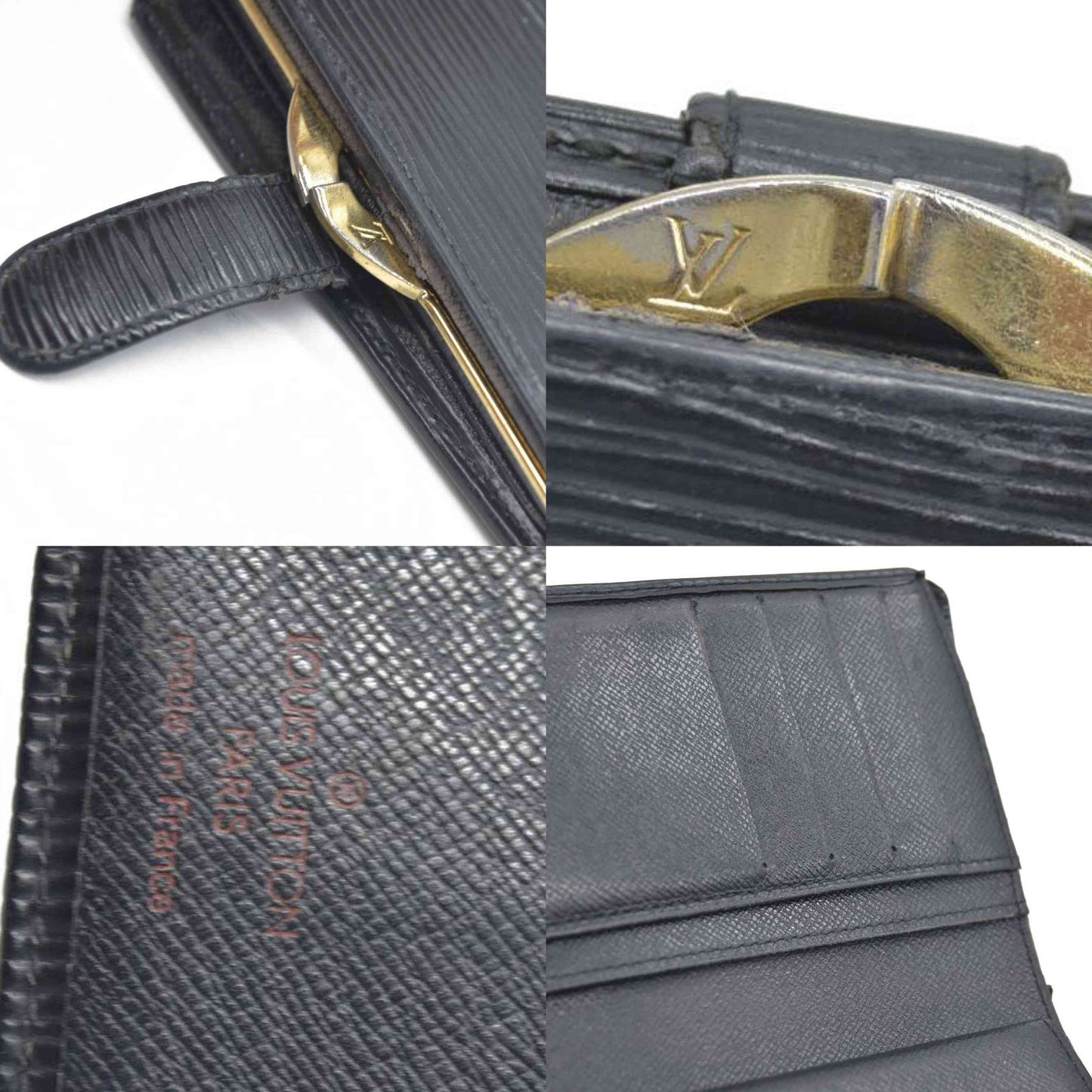 AUCTION $775 Louis Vuitton  Epi French Purse Wallet Black MI0080