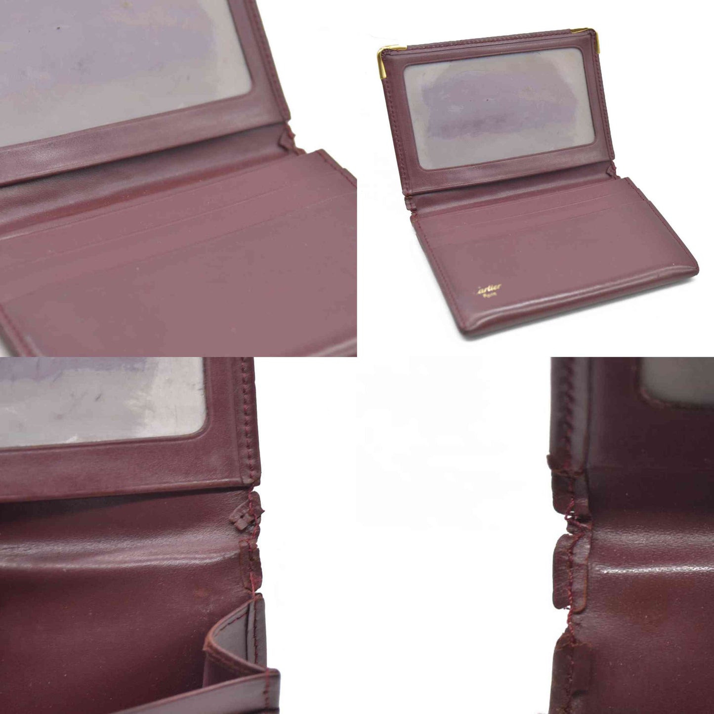AUCTION $430 Cartier Cartier Burgundy Leather Must de Cartier ID Card Holder
