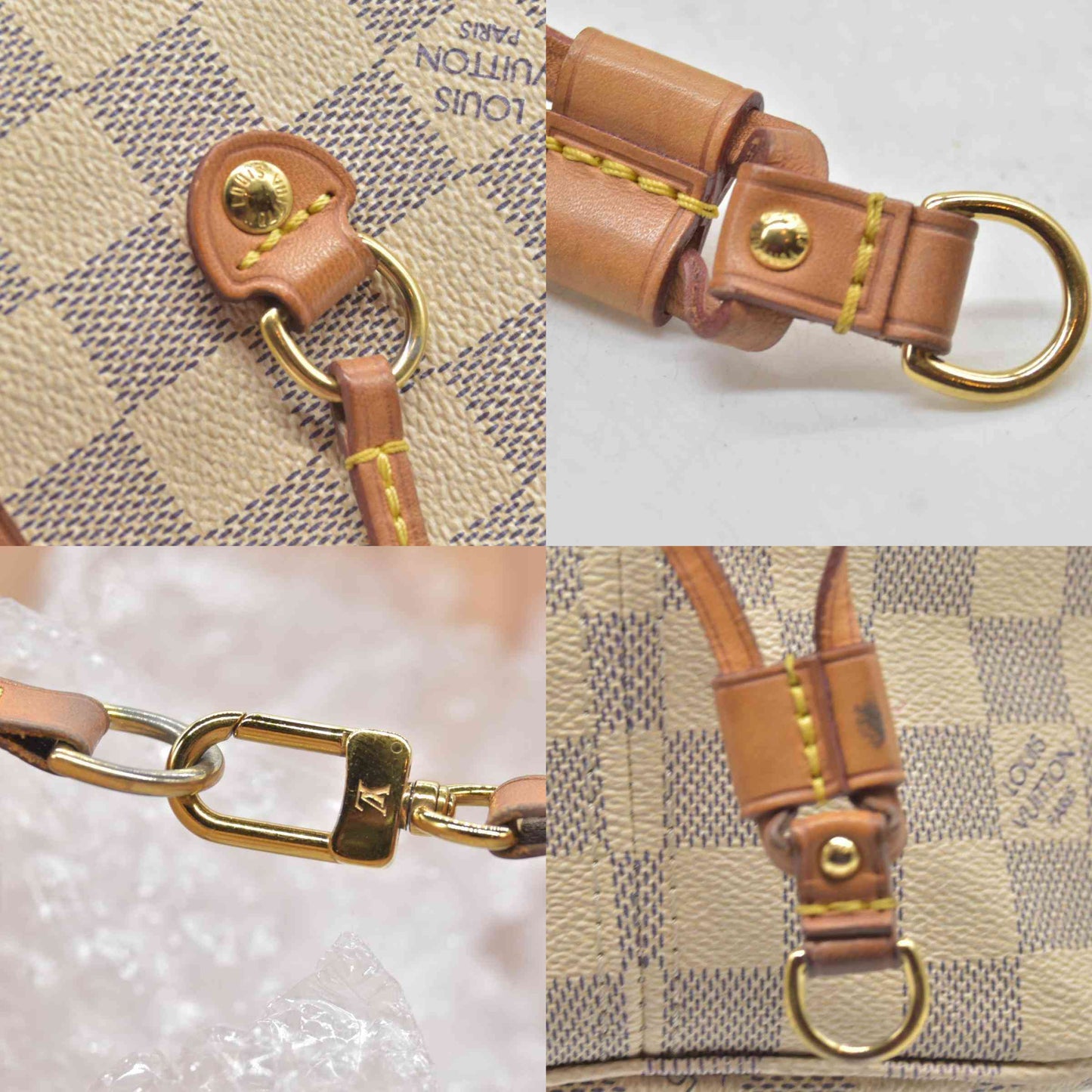 $2170 Louis Vuitton  Damier Azur Neverfull MM Rose Ballerine SR3177
