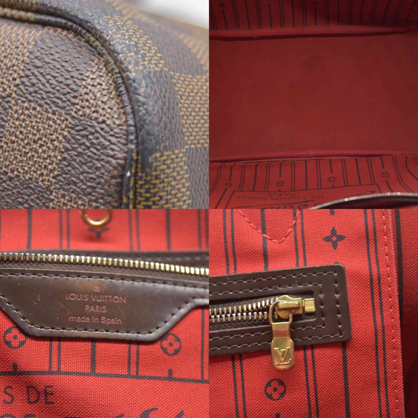$2170 Louis Vuitton Damier Ebene Neverfull MM CA3140 2010