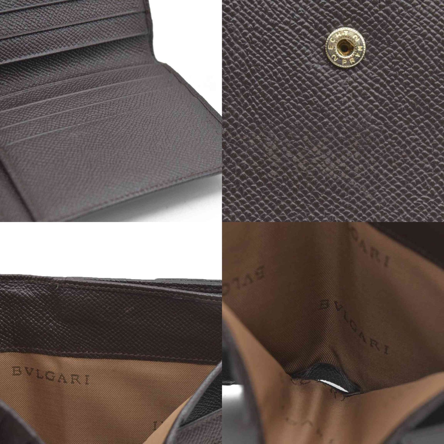 BVLGARI Classico Leather Bifold Wallet Brown