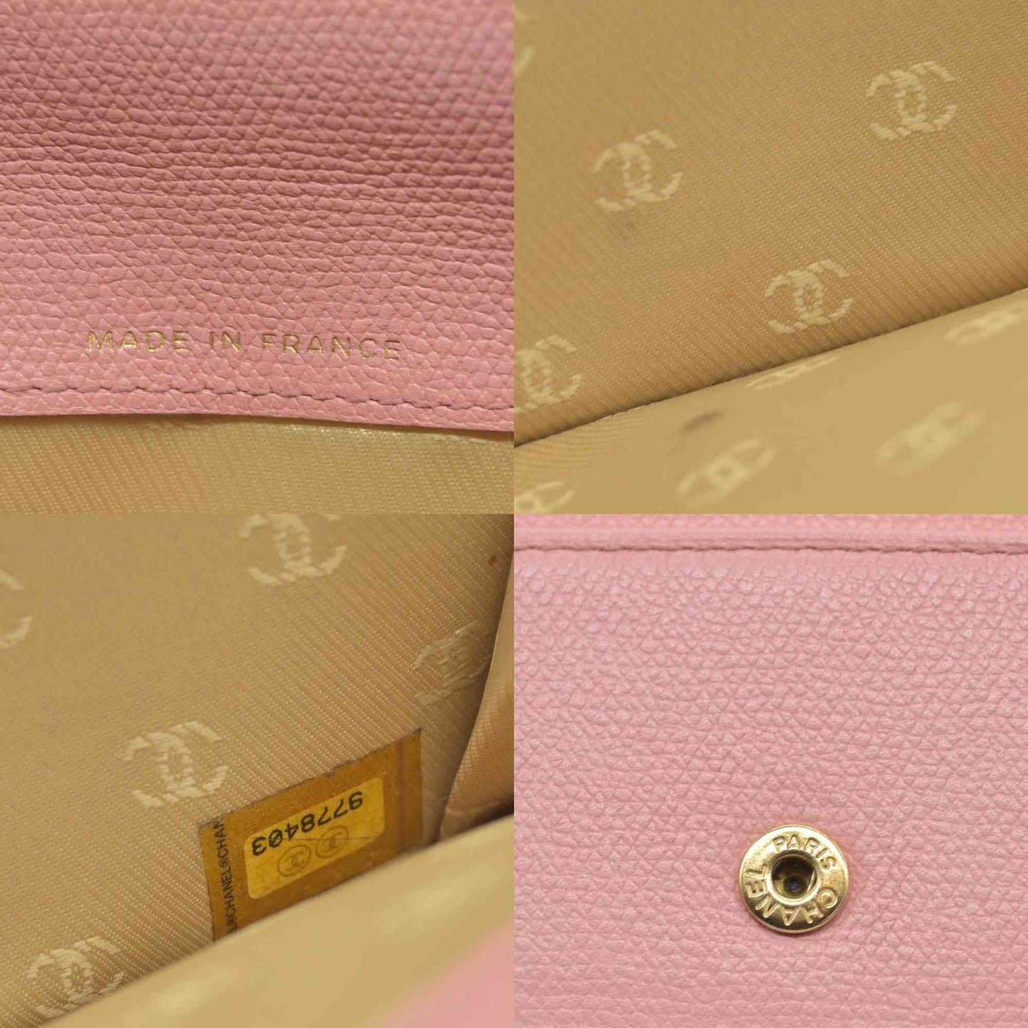$1075 Chanel 2004 Grained Calfskin CC Button Long Wallet Pink CONSIGNMENT
