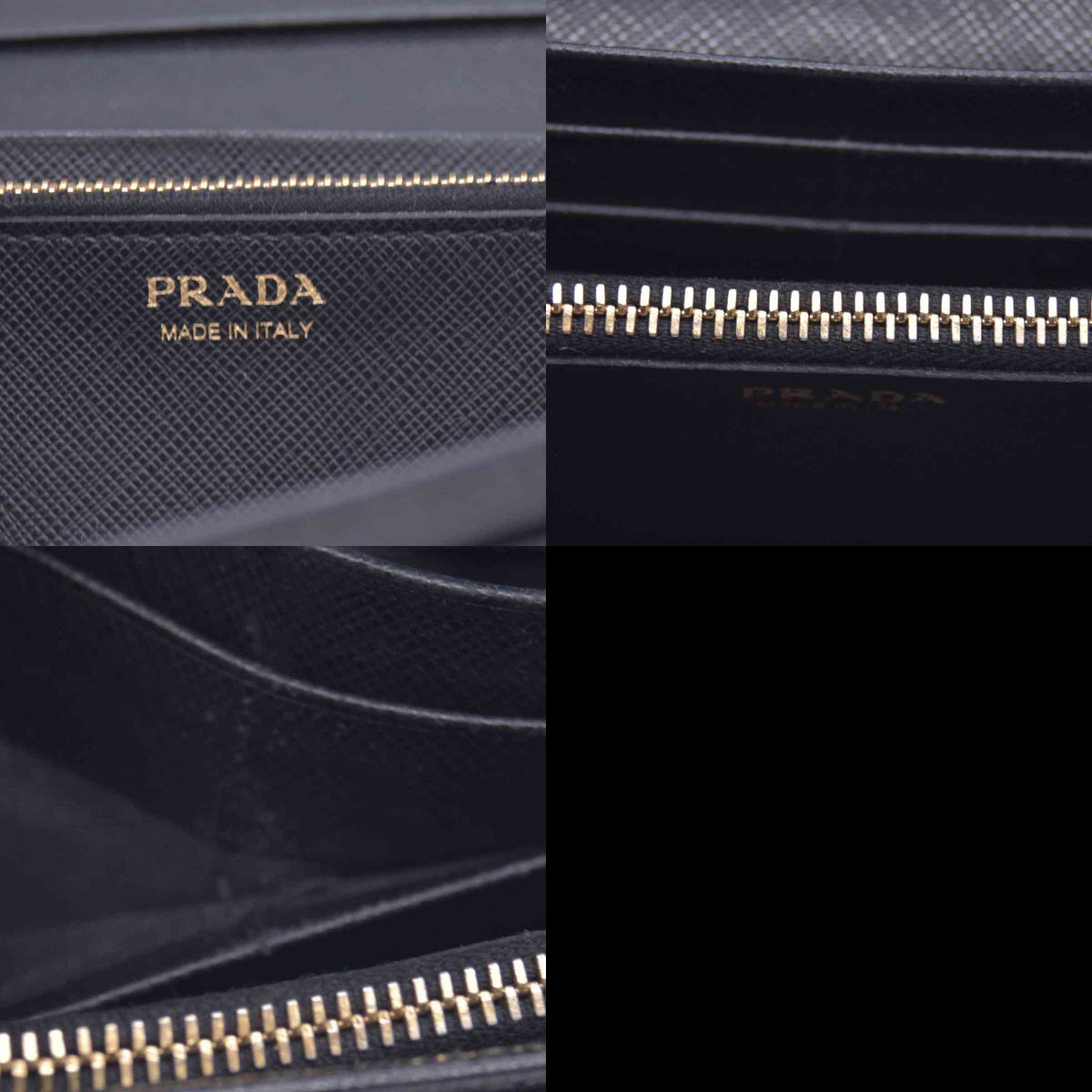 $780 PRADA Saffiano Metal Continental Flap Wallet Nero CONSIGNMENT 10021171