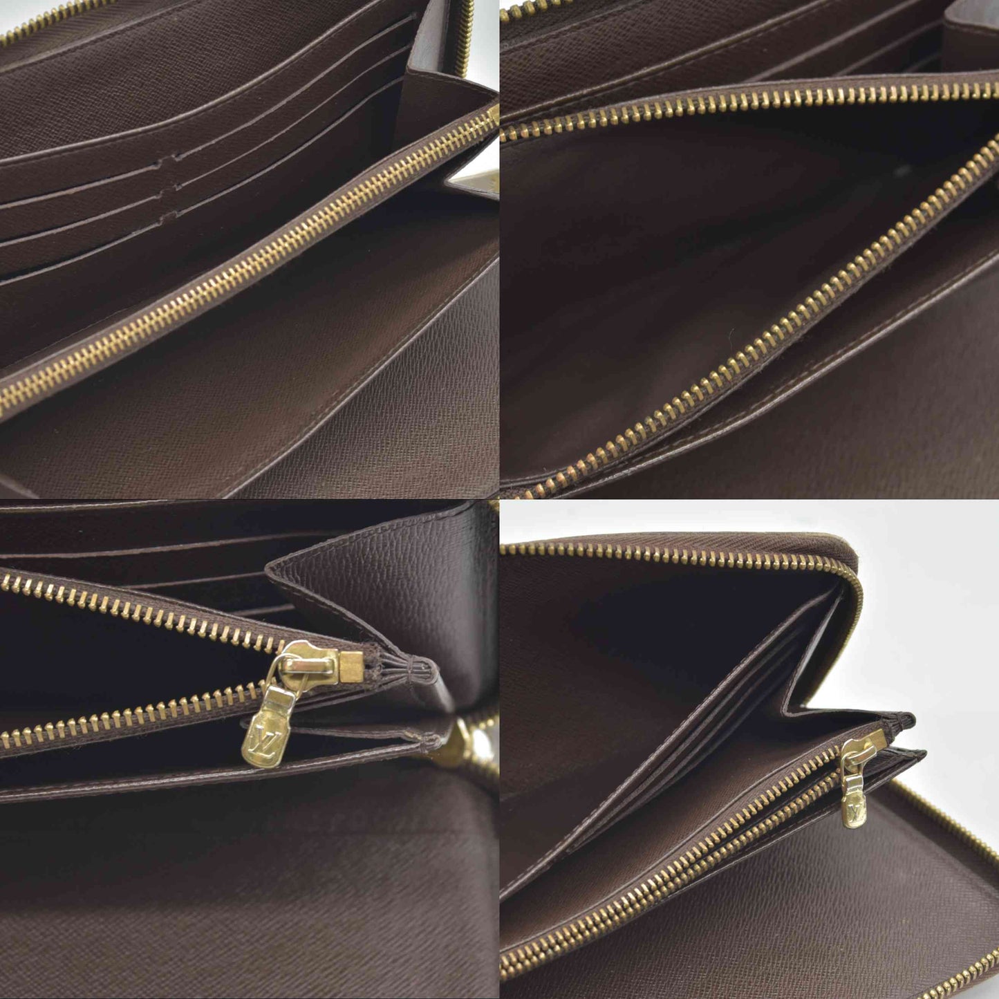 $1060 Louis Vuitton Damier Zippy Zip Around Organizer Long Wallet Brown CA4102