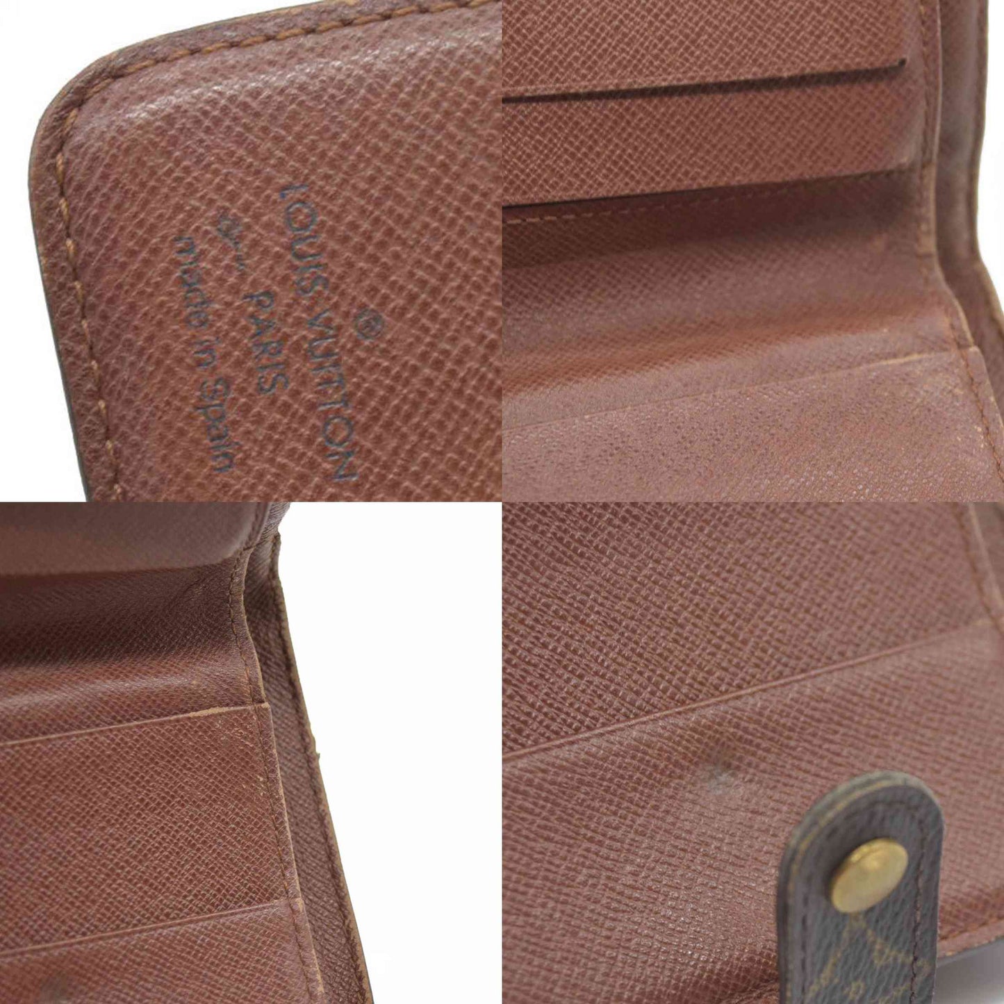 $590 Louis Vuitton Monogram Compact Zip Bifold Wallet Brown CA0043