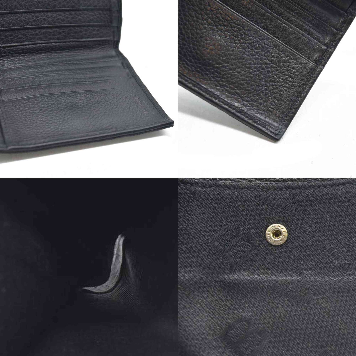 AUCTION $590 BVLGARI Logo Mania Canvas Leather Bifold Wallet Black