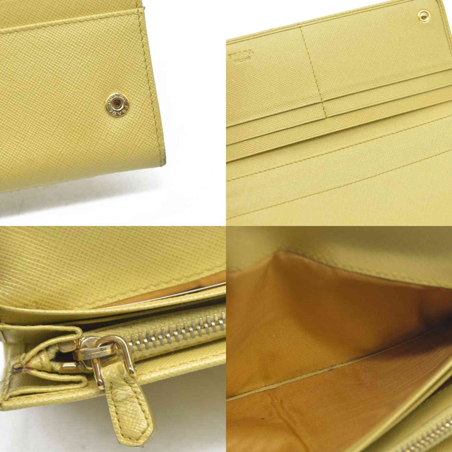 Prada Saffiano Metal Leather Continental Wallet Yellow