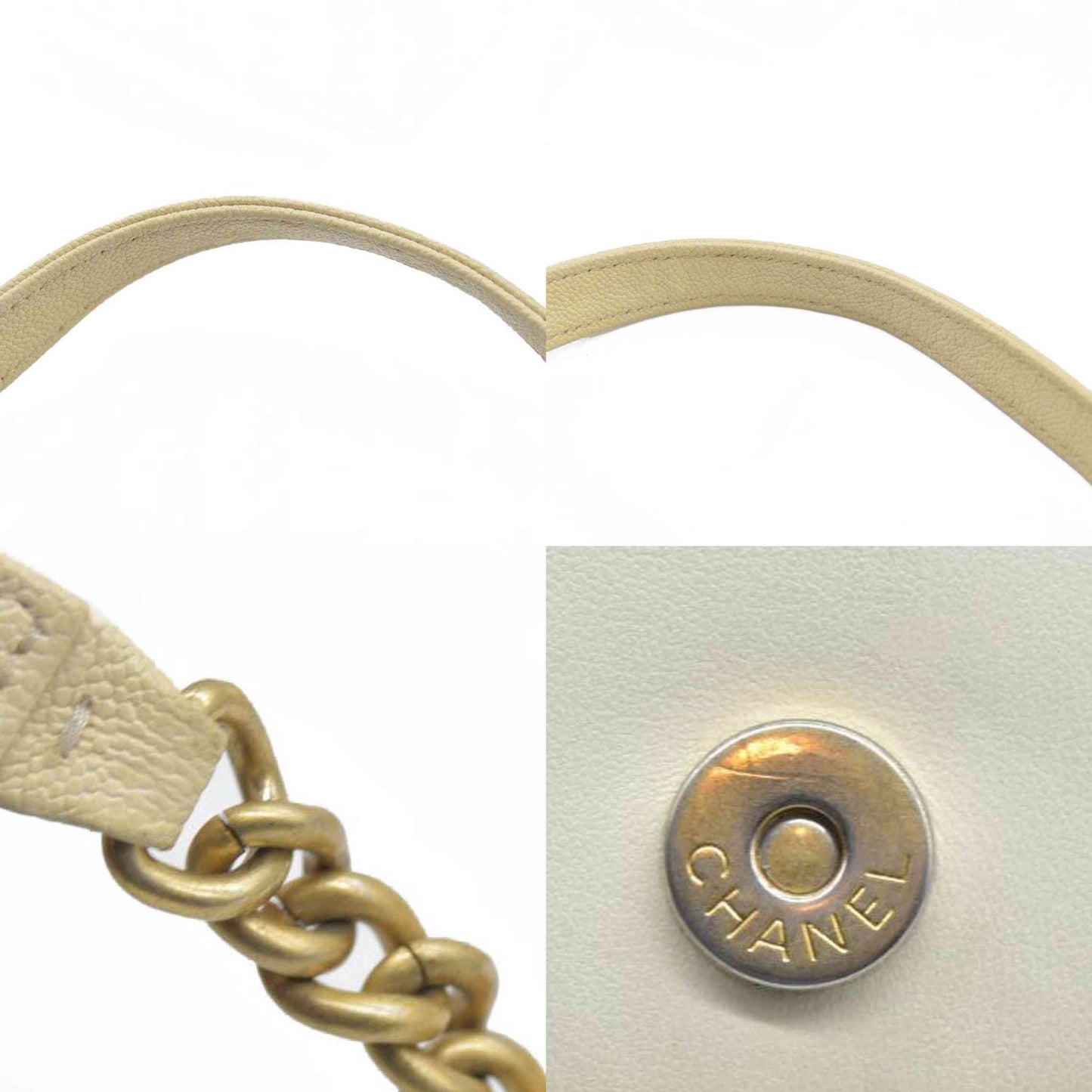 $3425 Chanel Caviar Quilted Boy Wallet On Chain WOC White