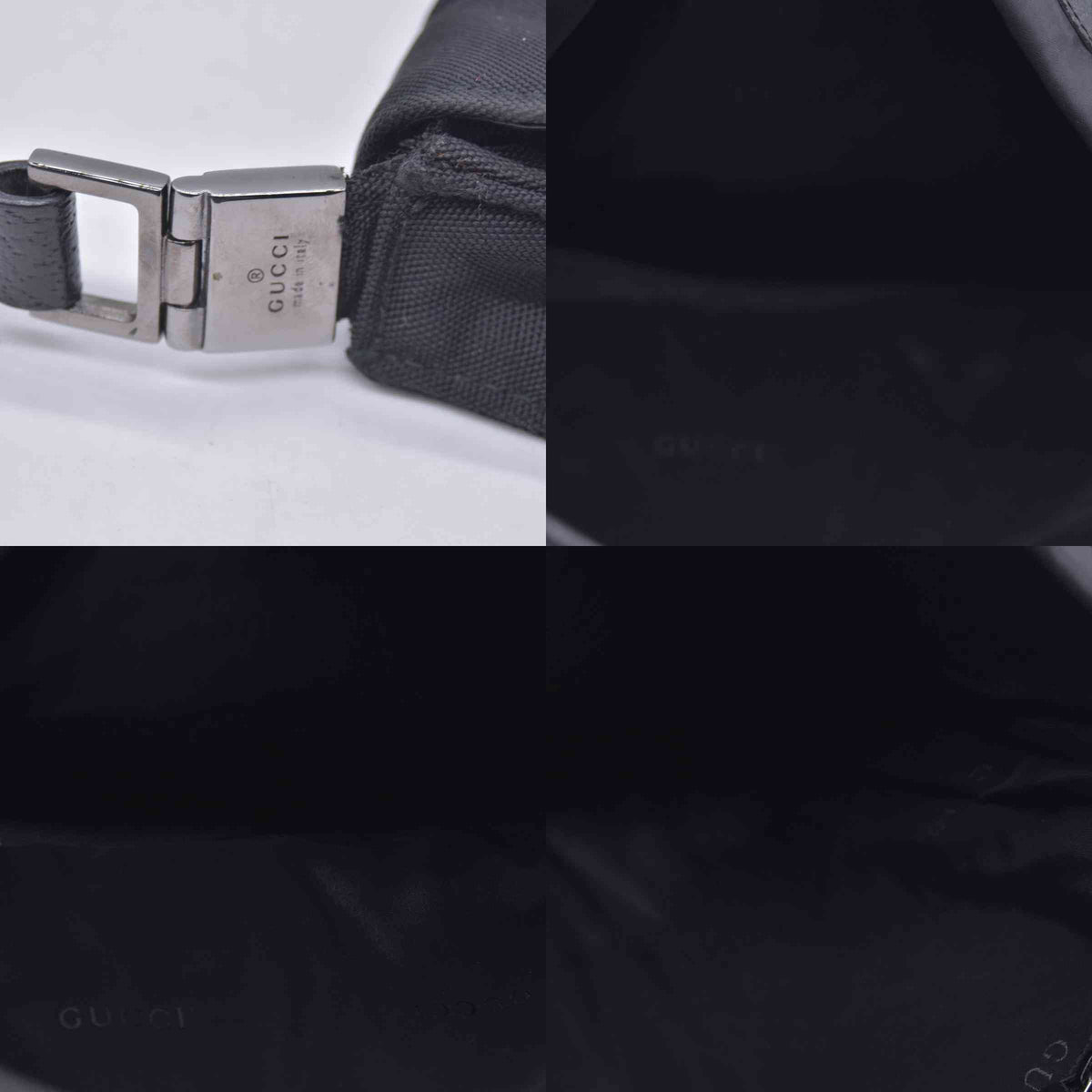 $980 GUCCI Nylon Jacky Piston Lock Shoulder Bag Black CONSIGNMENT 10021239