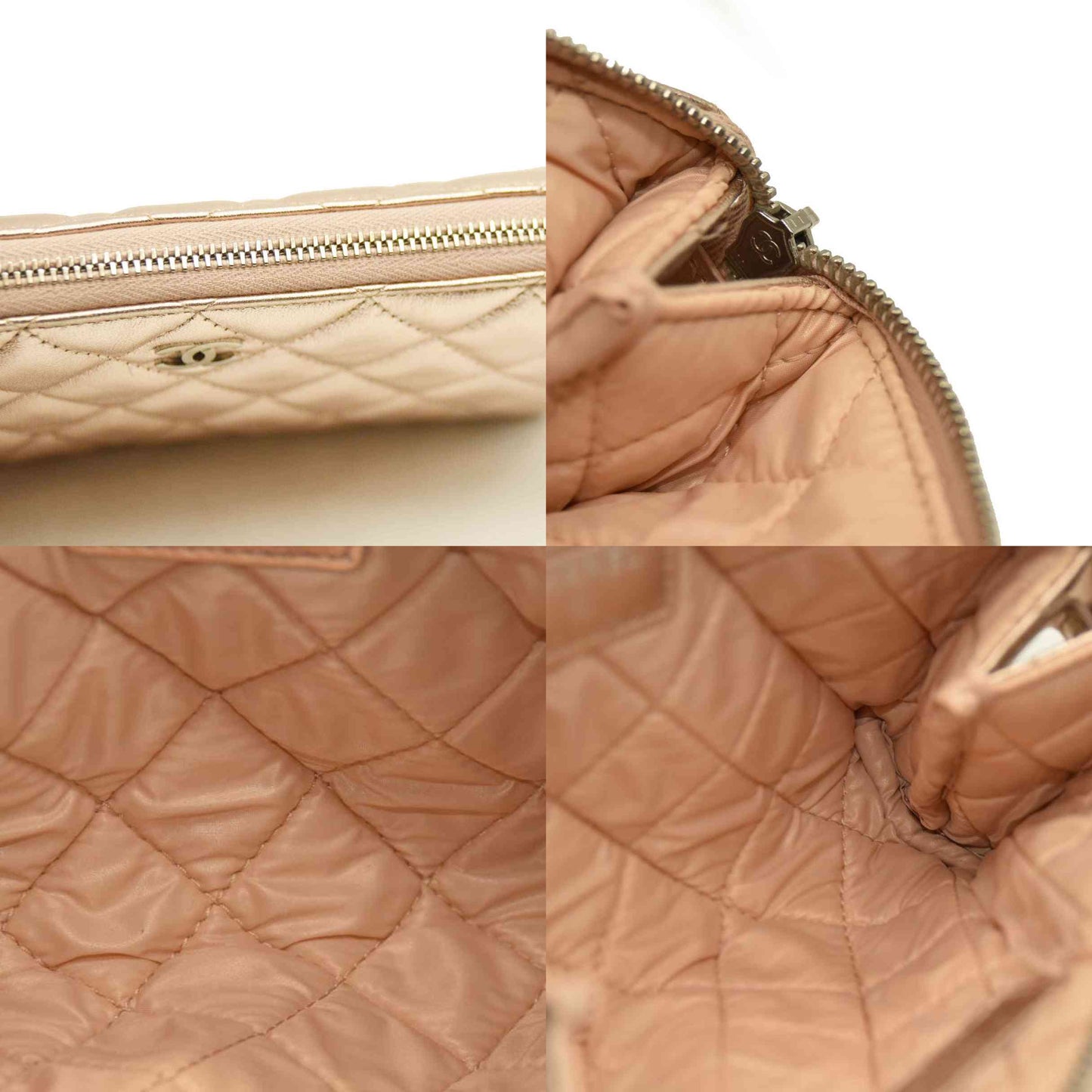 Chanel  Metallic Lambskin Quilted Cosmetic Pouch Gold