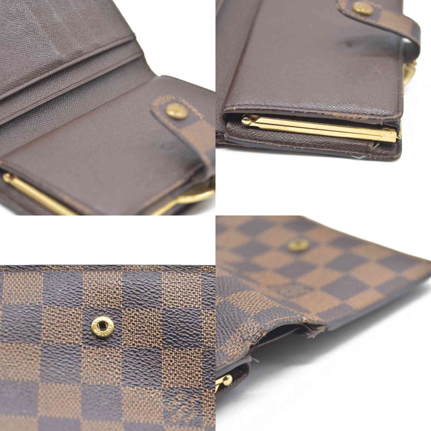 AUCTION $750 Louis Vuitton  Damier Ebene French Purse Wallet TH1004