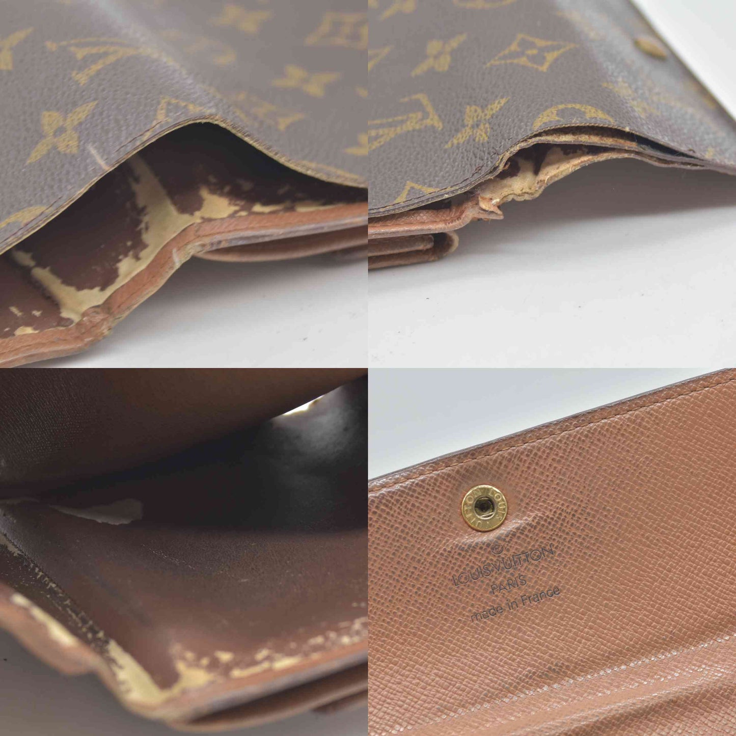 $635 1994 WELL WORN Louis Vuitton Monogram Porte Tresor Etui Papiers Wallet  MI0994