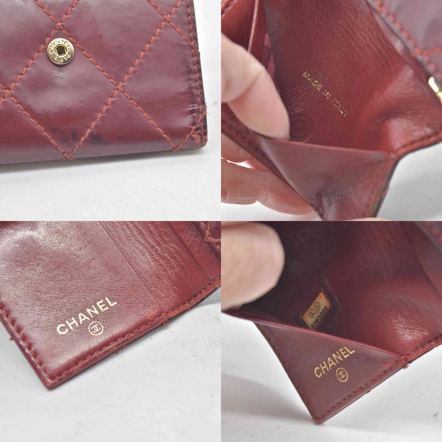 $750 2004 Chanel Calfskin Wild Stitch 6 Key Ring Holder Burgundy