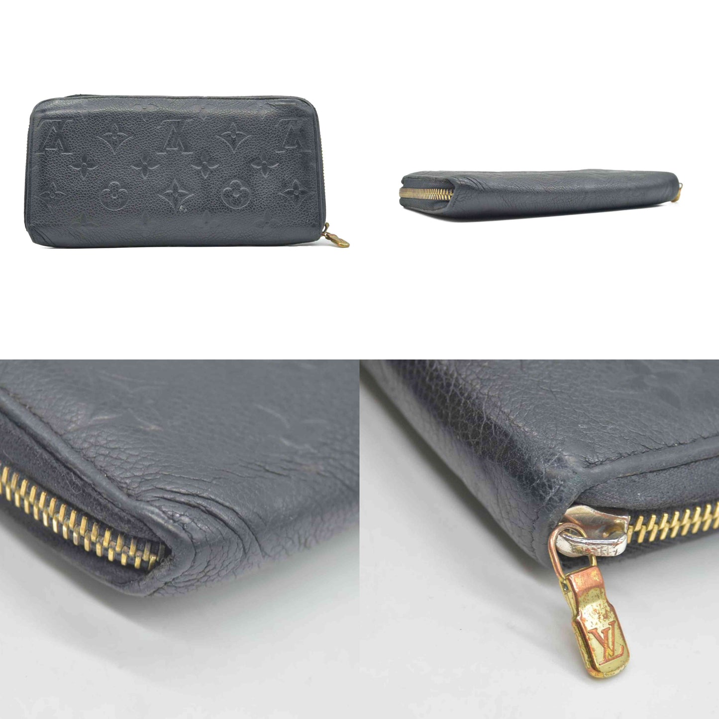 $1070 Prada Black Saffiano Leather Travel Zip Around Wallet CONSIGNMENT