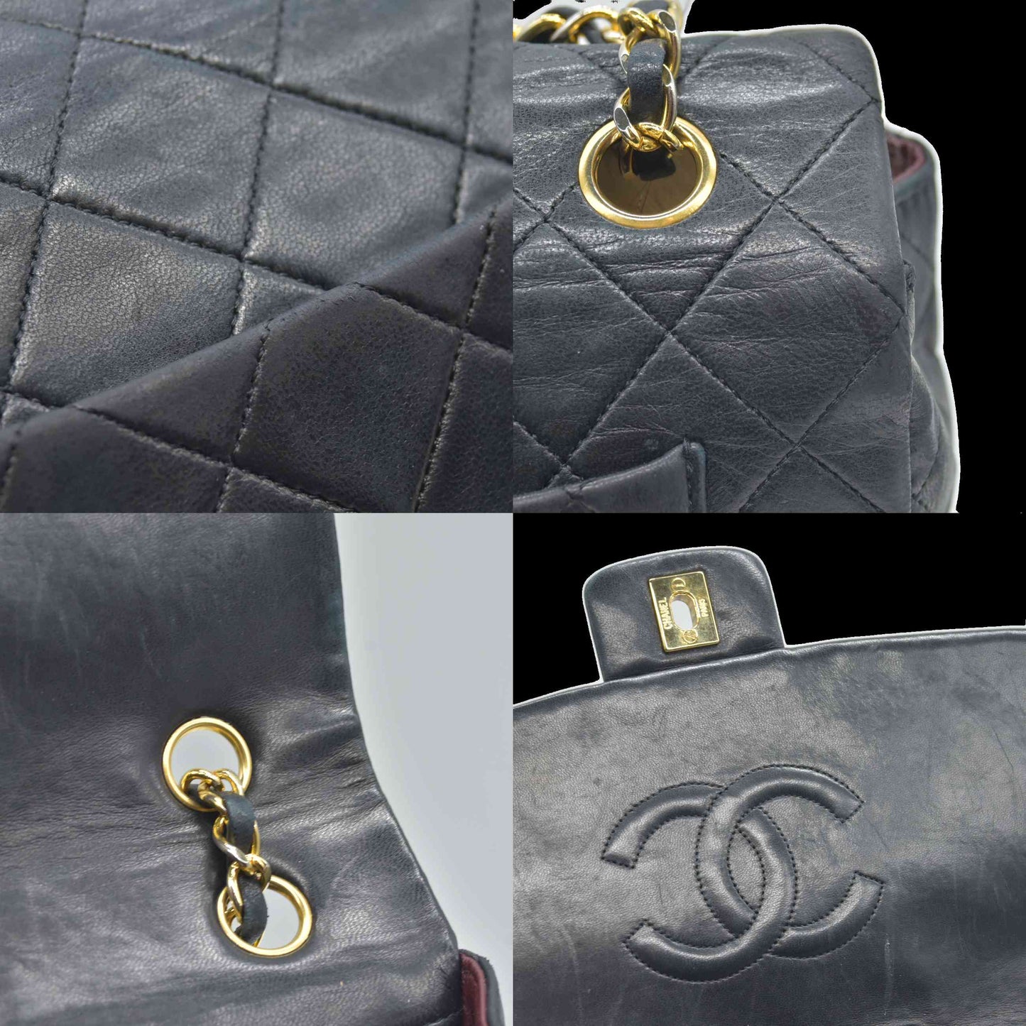 $11700 Chanel Vintage Black Lambskin Single Flap Bag - Jumbo 30cm