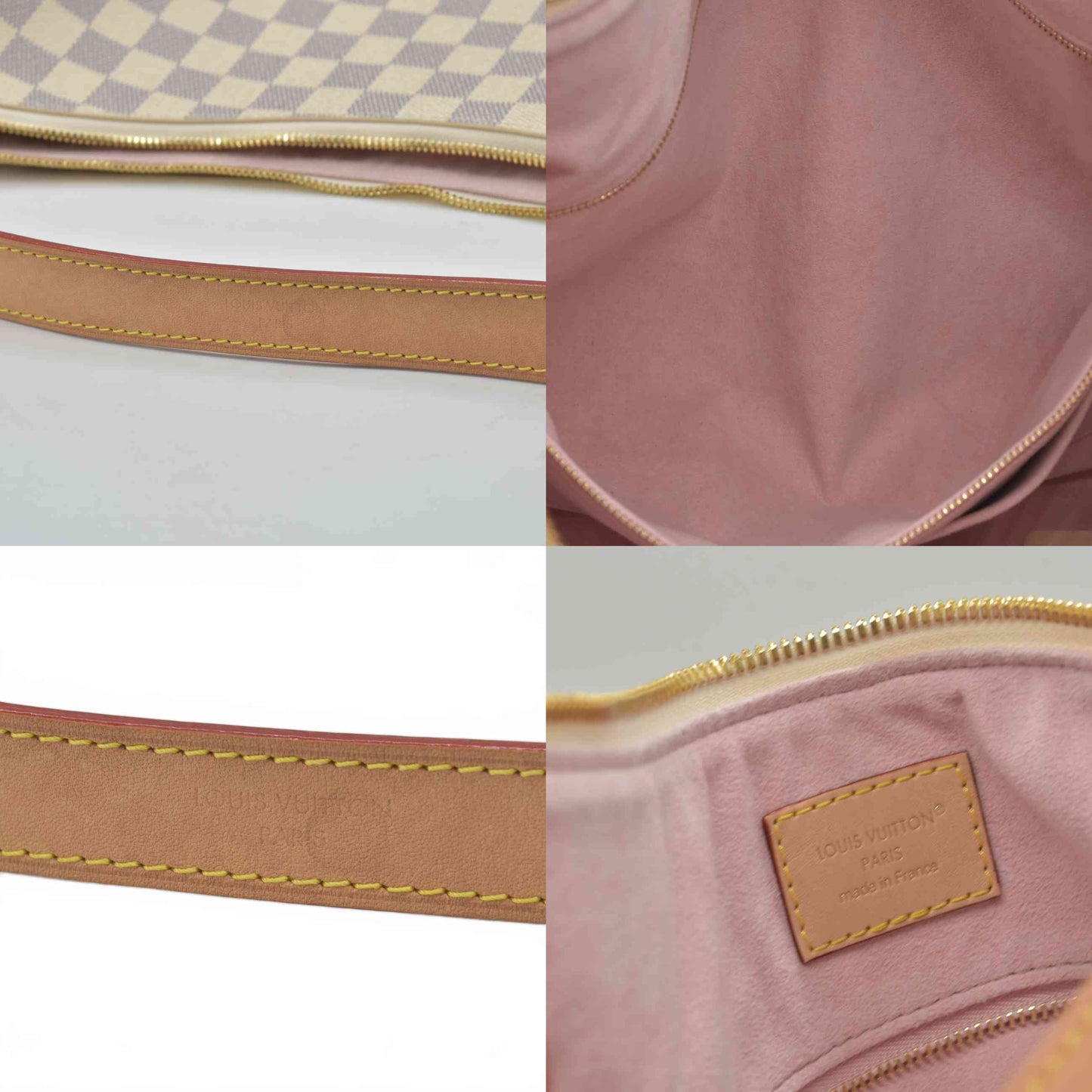 $2740 Louis Vuitton Damier Azur Slouchy MM Rose Ballerine