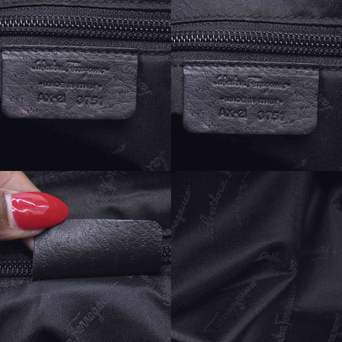 $1050 SALVATORE FERRAGAMO Pebbled Leather Charm Detail East West Tote Bag Black CONSIGNMENT 10021245