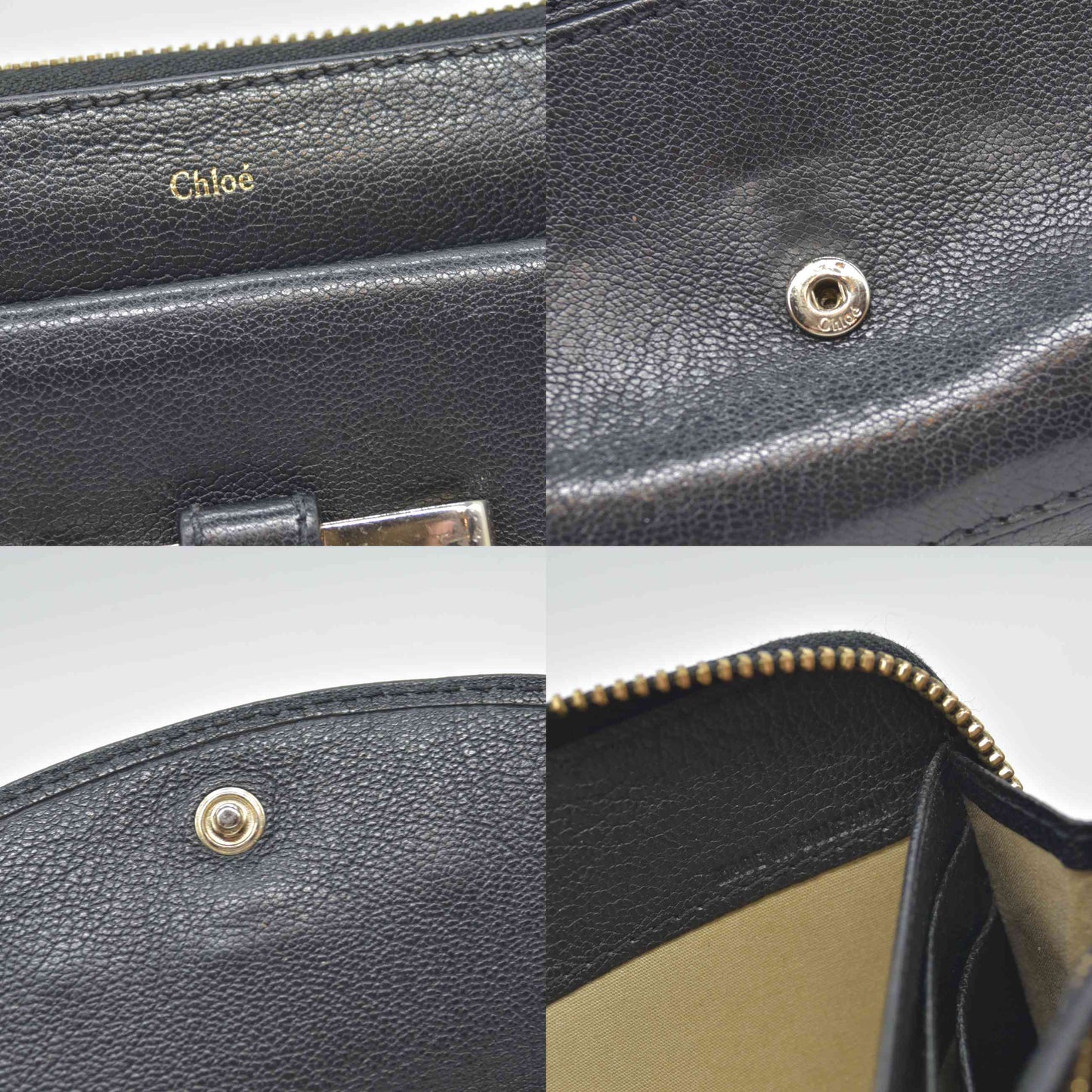 $550 Chloe Lily Leather Zip Around Long Wallet Purse Black