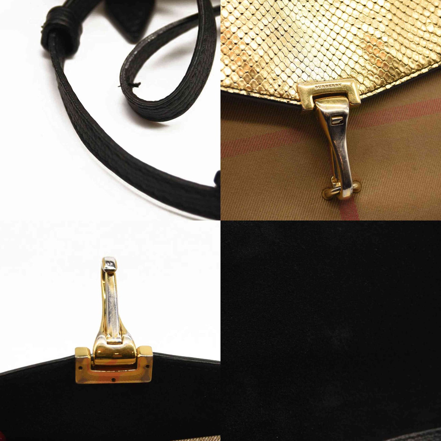 BURBERRY Derby Calfskin House Check Small Macken Crossbody Bag Gold