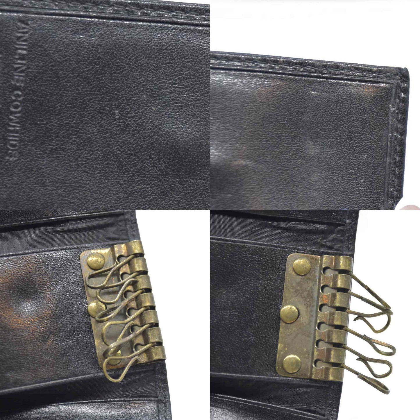 Auction $400 Yves Saint Laurent YSL Logo Leather 6 Ring Key Case Black