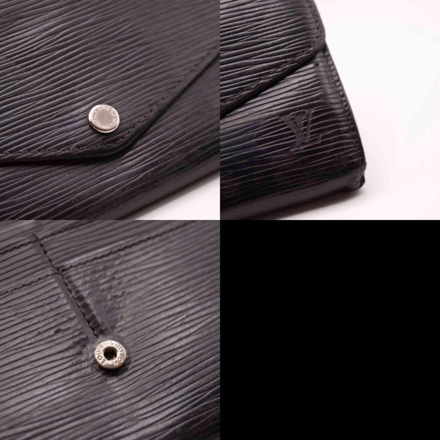 $865 2017 Louis Vuitton Epi Portefeiulle Sarah Long Bifold Wallet Black CA2127