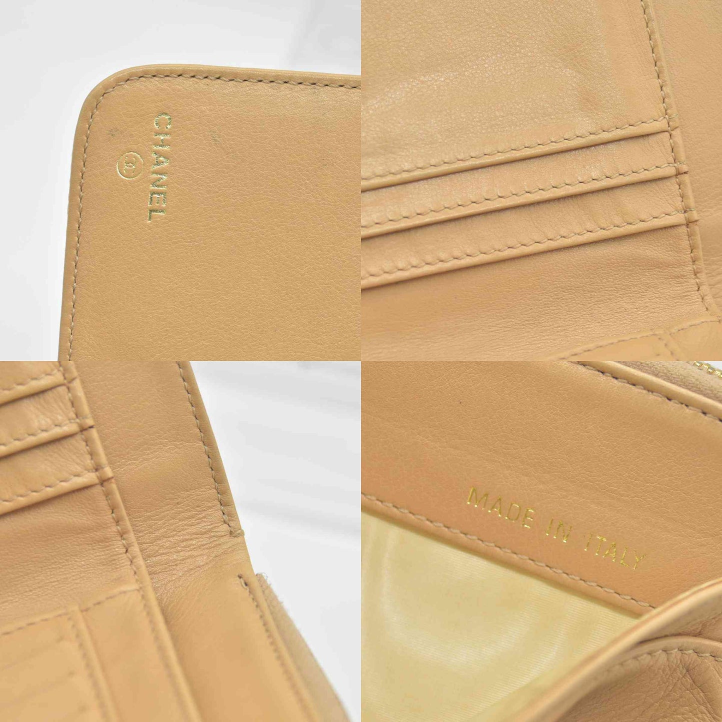 $700 Chanel Caviar Timeless CC Zip Around Coin Purse Beige CONSIGNMENT