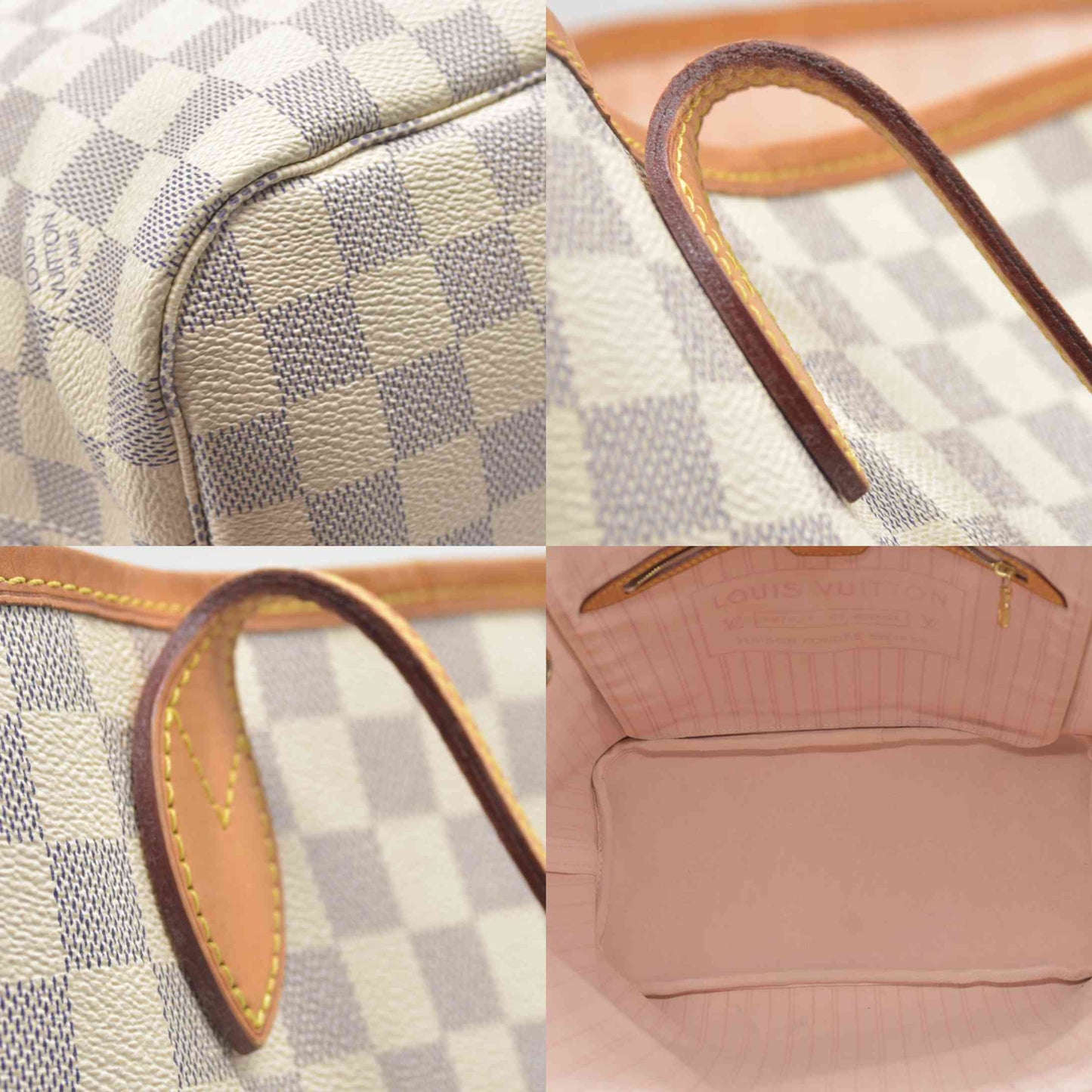 AUCTION $2170 Louis Vuitton  Damier Azur Neo Neverfull MM Rose Ballerine
