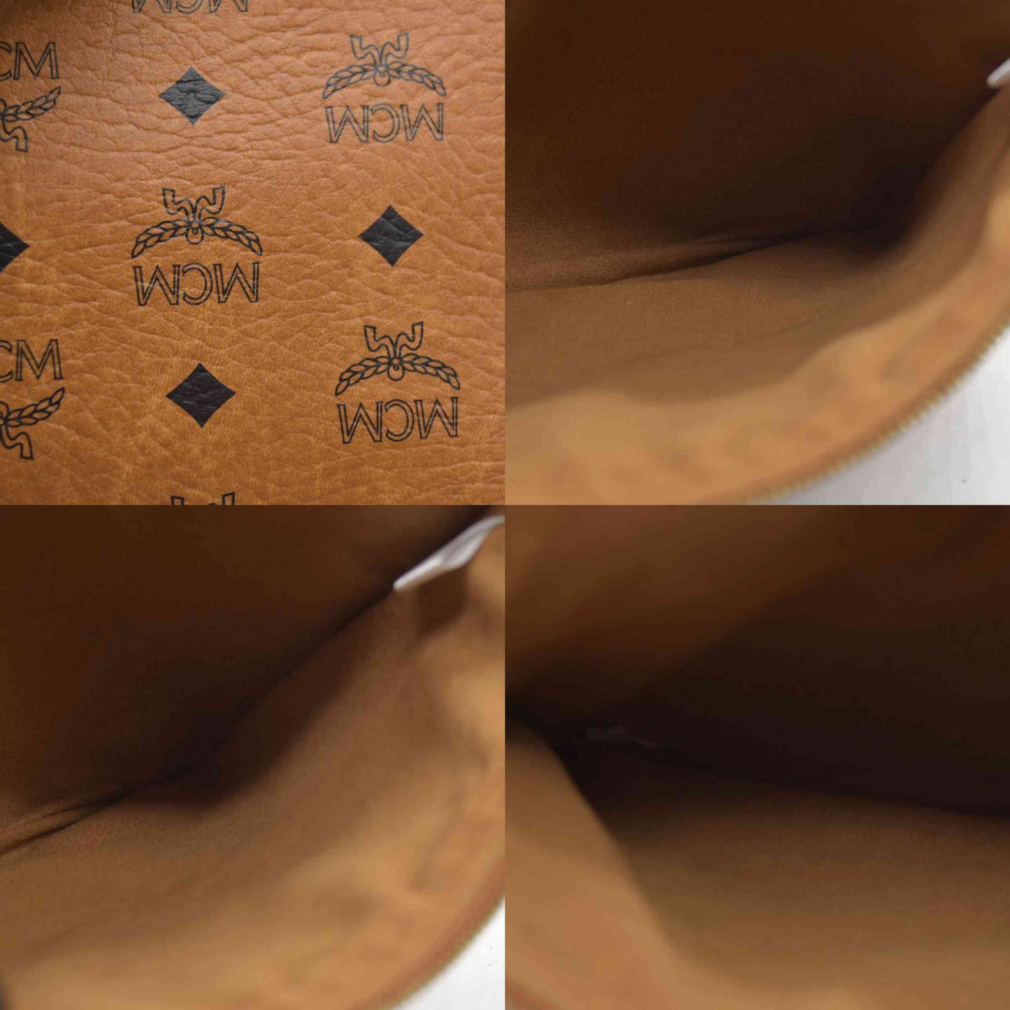 MCM Visetos Liz Shopper Tote Pouch Cognac