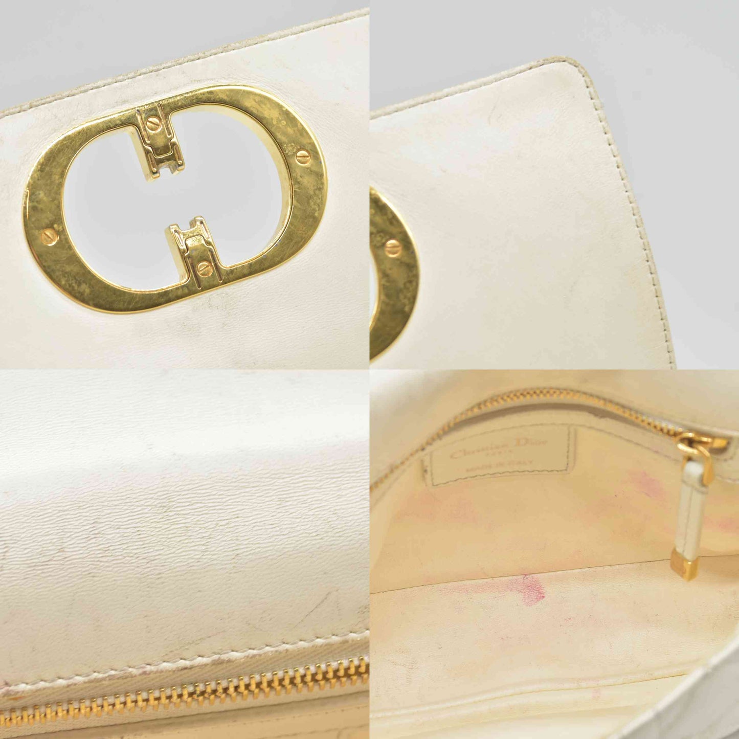 $4400 Christian Dior Lambskin Cannage Small Caro Bag Ivory