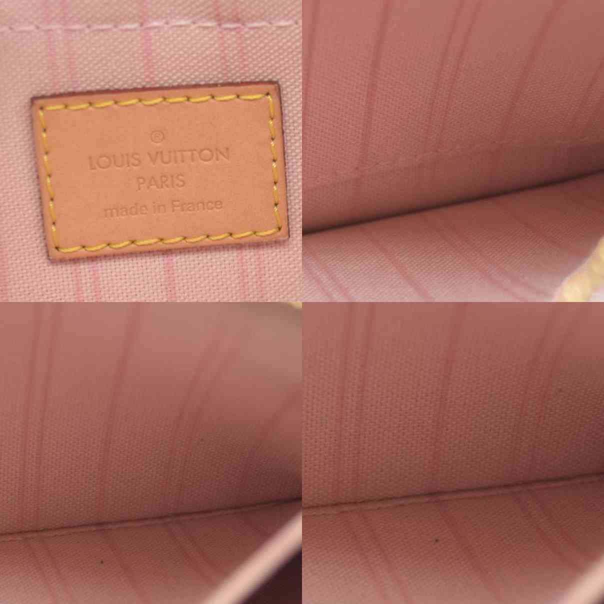 $2170 Louis Vuitton Damier Azur Neverfull MM GM Pochette Rose Ballerine MS3108