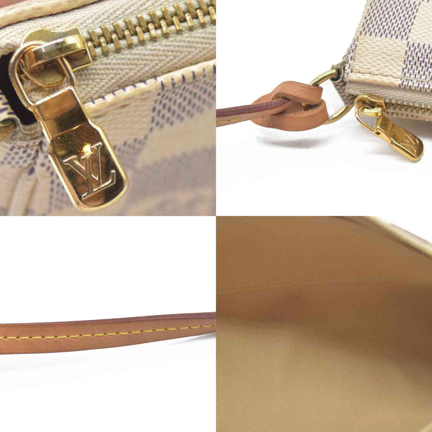 $1580 Louis Vuitton Damier Azur Pochette Accessories RFID
