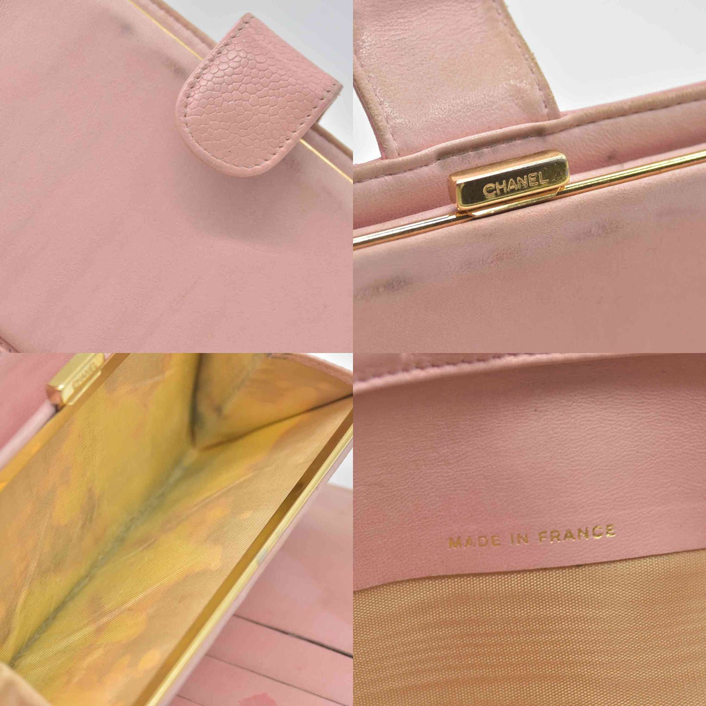 $625 Chanel Caviar Timeless CC French Wallet Pink