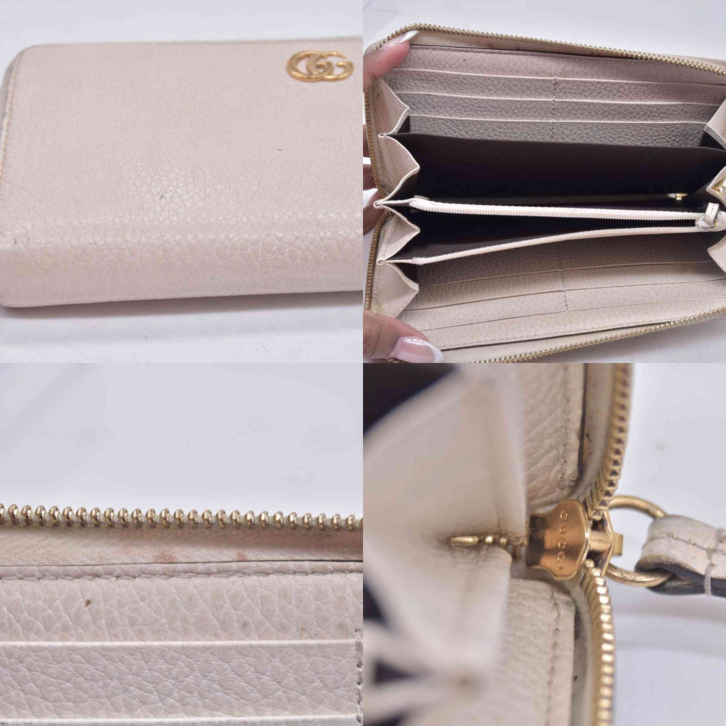 $660 2005 Gucci Cream GG Marmont zip around wallet 10021060