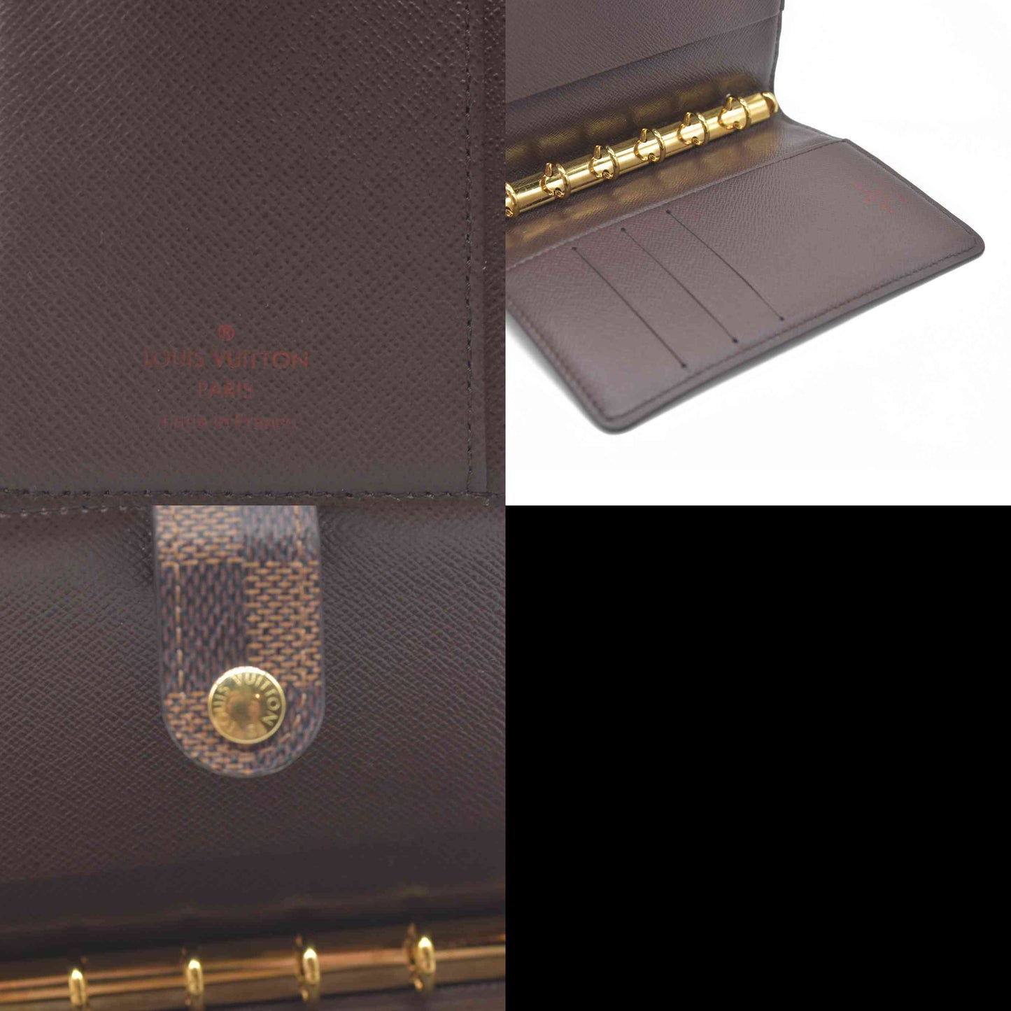 $505 LOUIS VUITTON Damier Ebene Agenda PM Day Planner Notebook Cover RFID