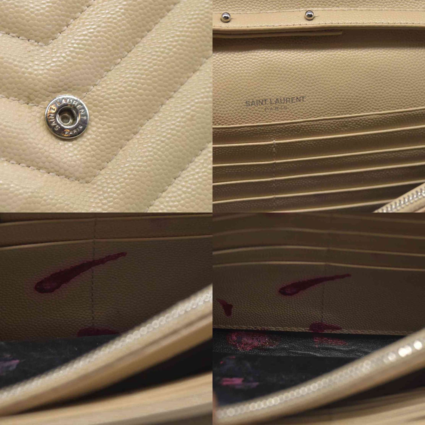 $1590 Saint Laurent Chevron Envelope Small Beige