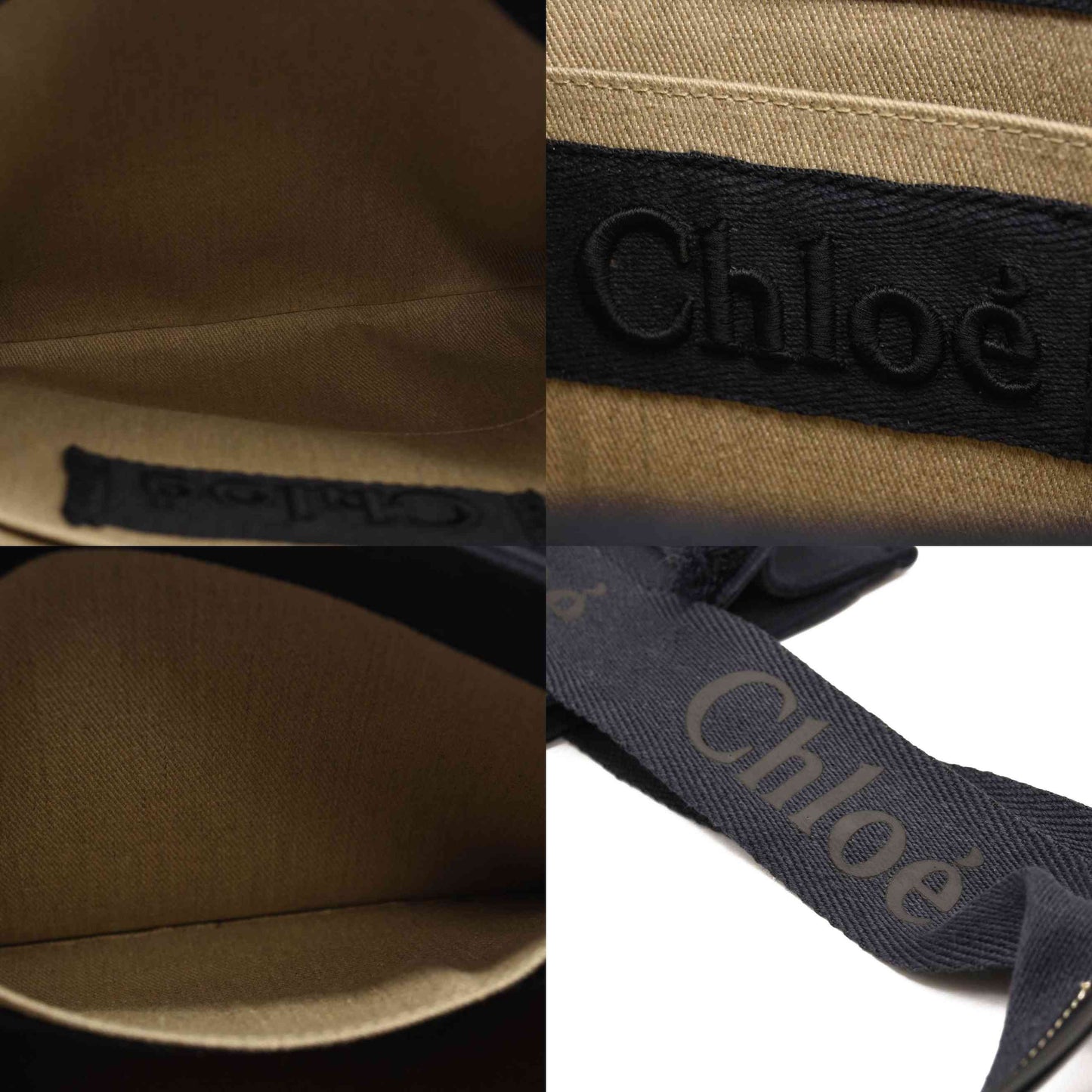 NEW $1430 Chloe Woody Logo Embroidered Webbing Tote Bag
