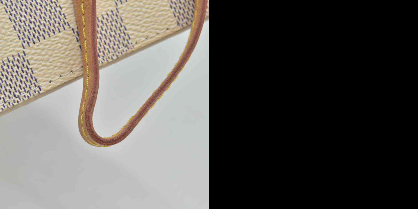 $600 Louis Vuitton Damier Azur Neverfull MM GM Pochette Rose Ballerine