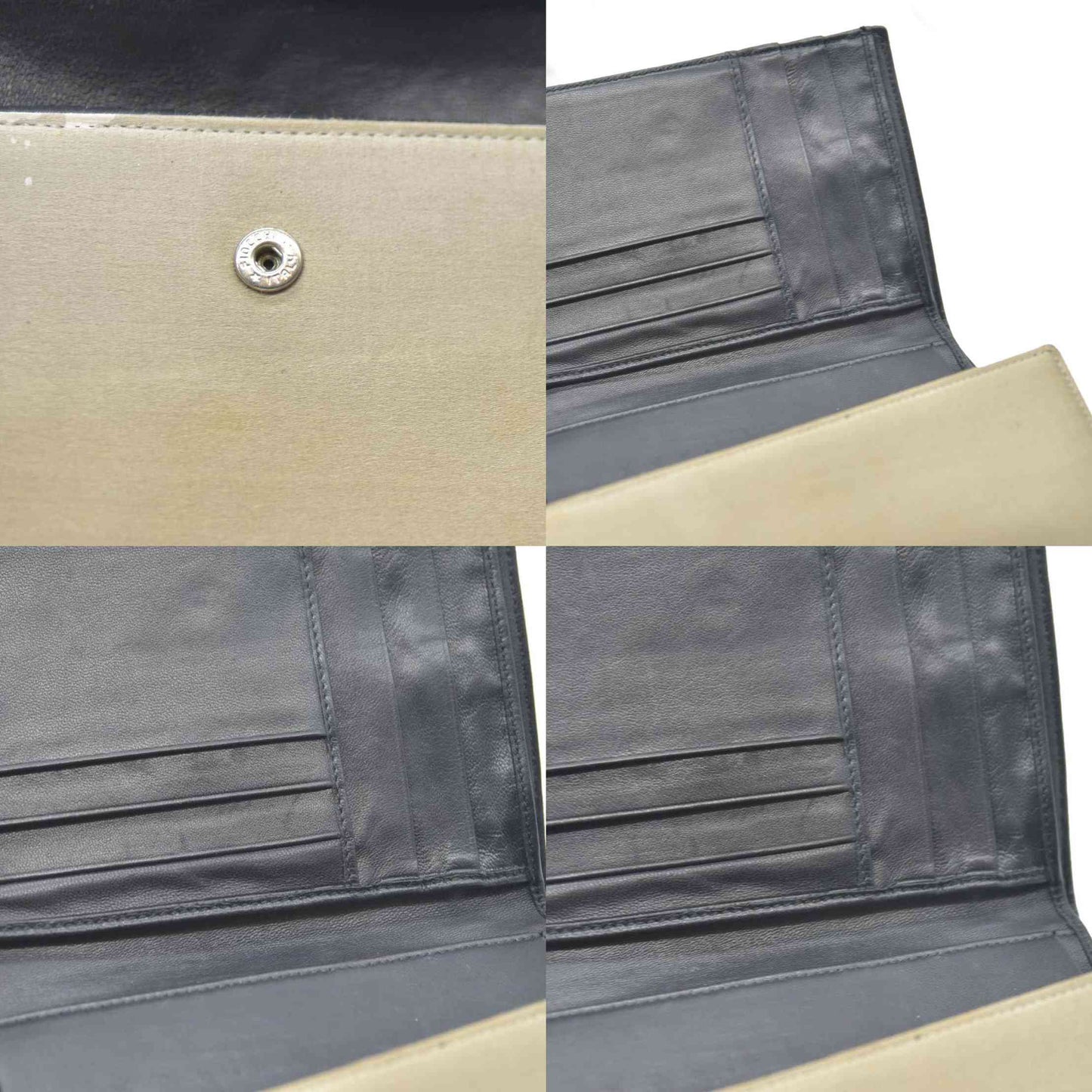 PRADA Logo Plate Nylon Trifold Wallet Beige